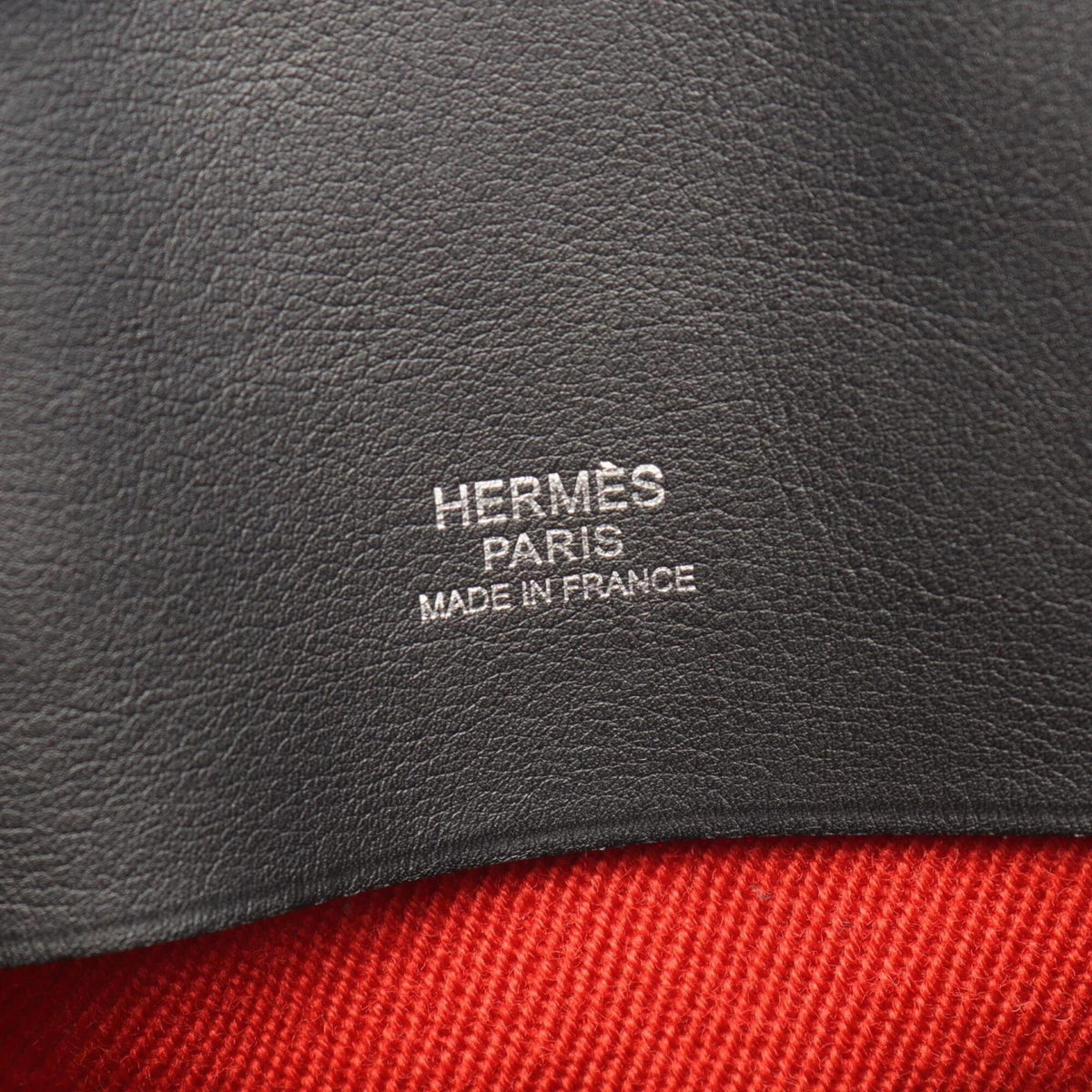 Hermes Black Red Color Canvas Swift Leather Handbag Tote Bag (Pre-Owned)