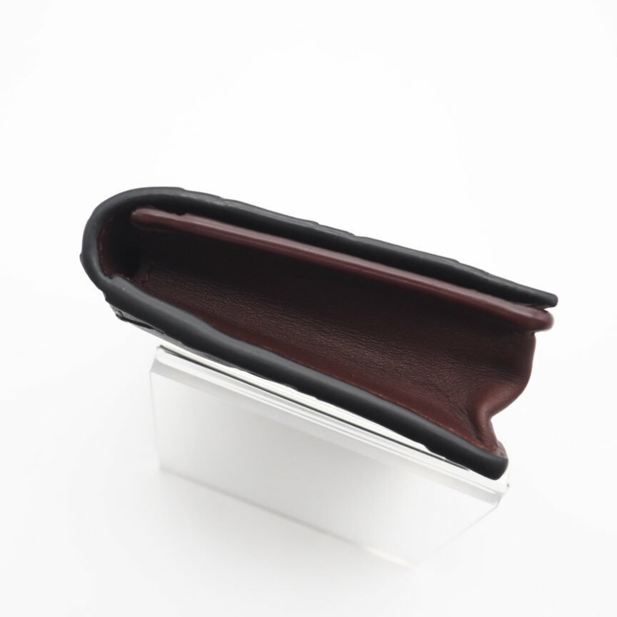 Bottega Veneta Intrecciato Black Bordeaux Intrecciato Card Wallet (Pre-Owned)
