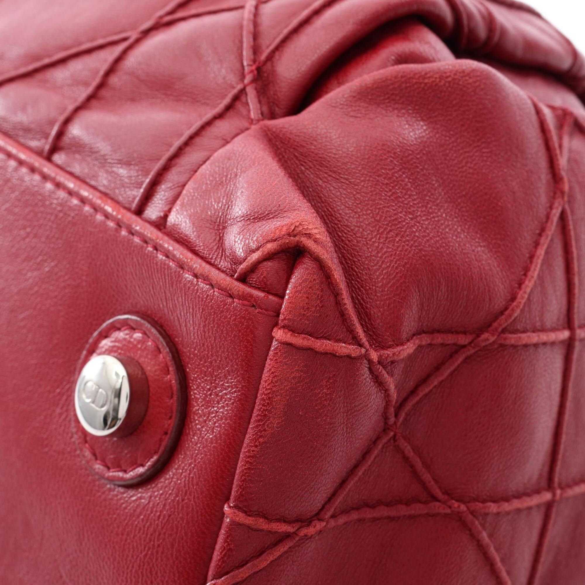 Christian Dior Red Color Leather Handbag Tote Bag (Pre-Owned)