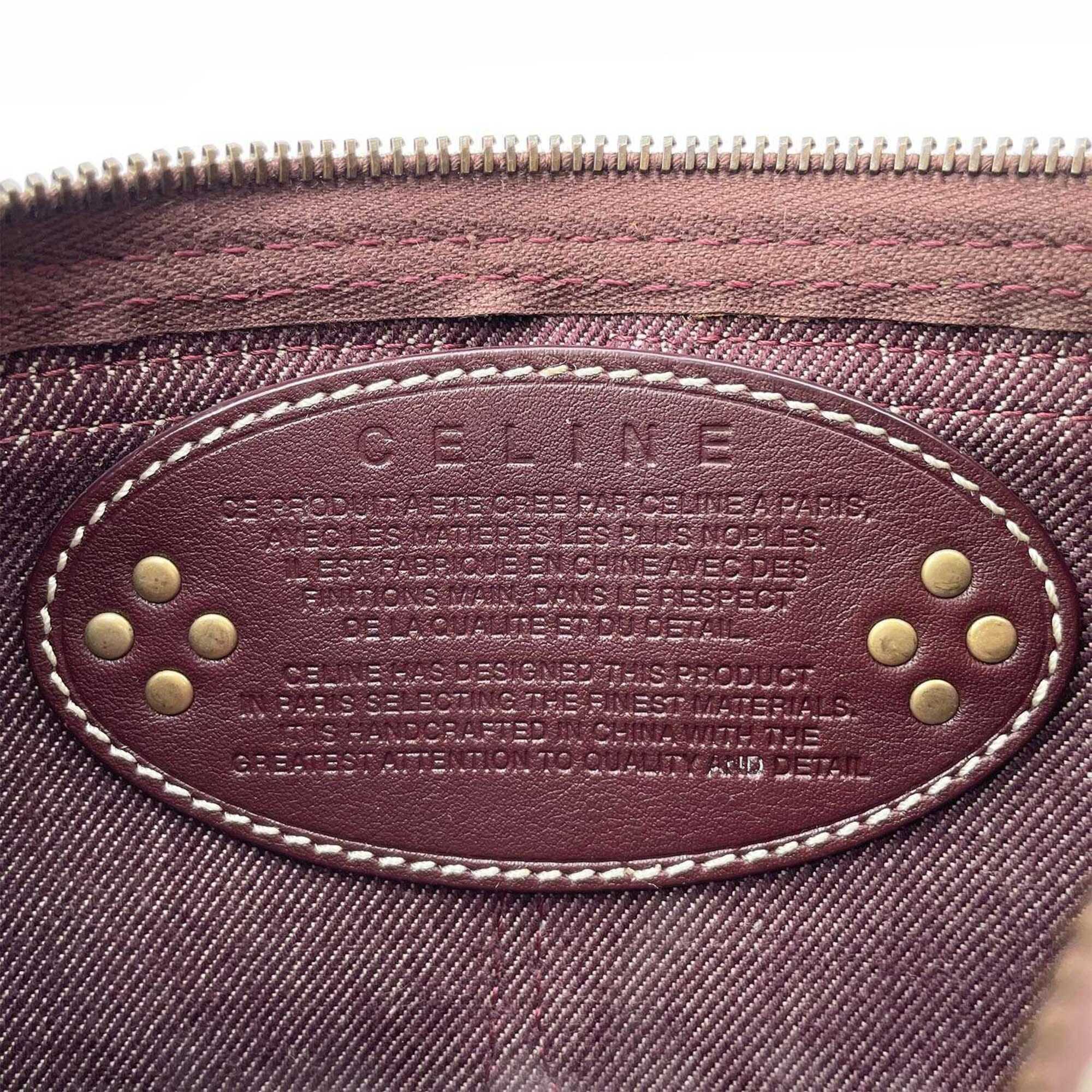 Celine Red Color Canvas Leather Sling Bag (Pre-Owned)