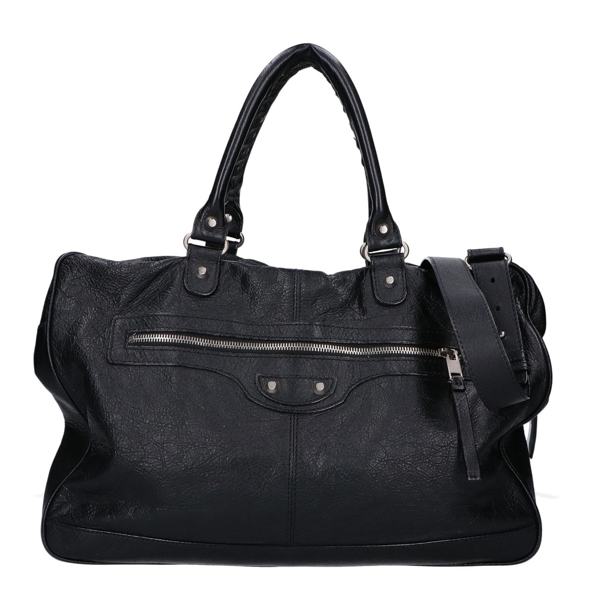 Balenciaga Black Leather Briefcase Shoulder Bag (Pre-Owned)
