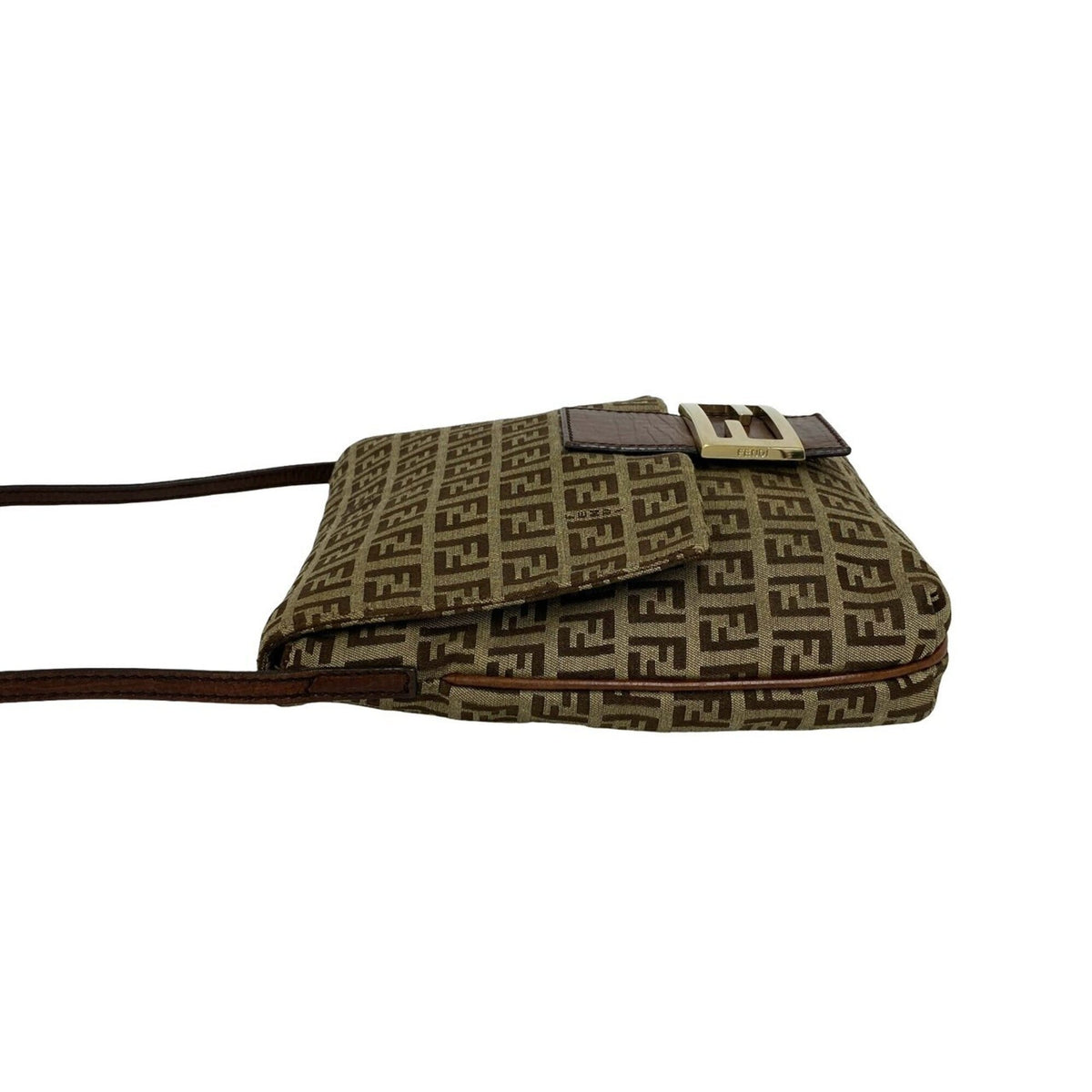 Fendi Brown Canvas Leather Shoulder Bag (Pre-Owned)