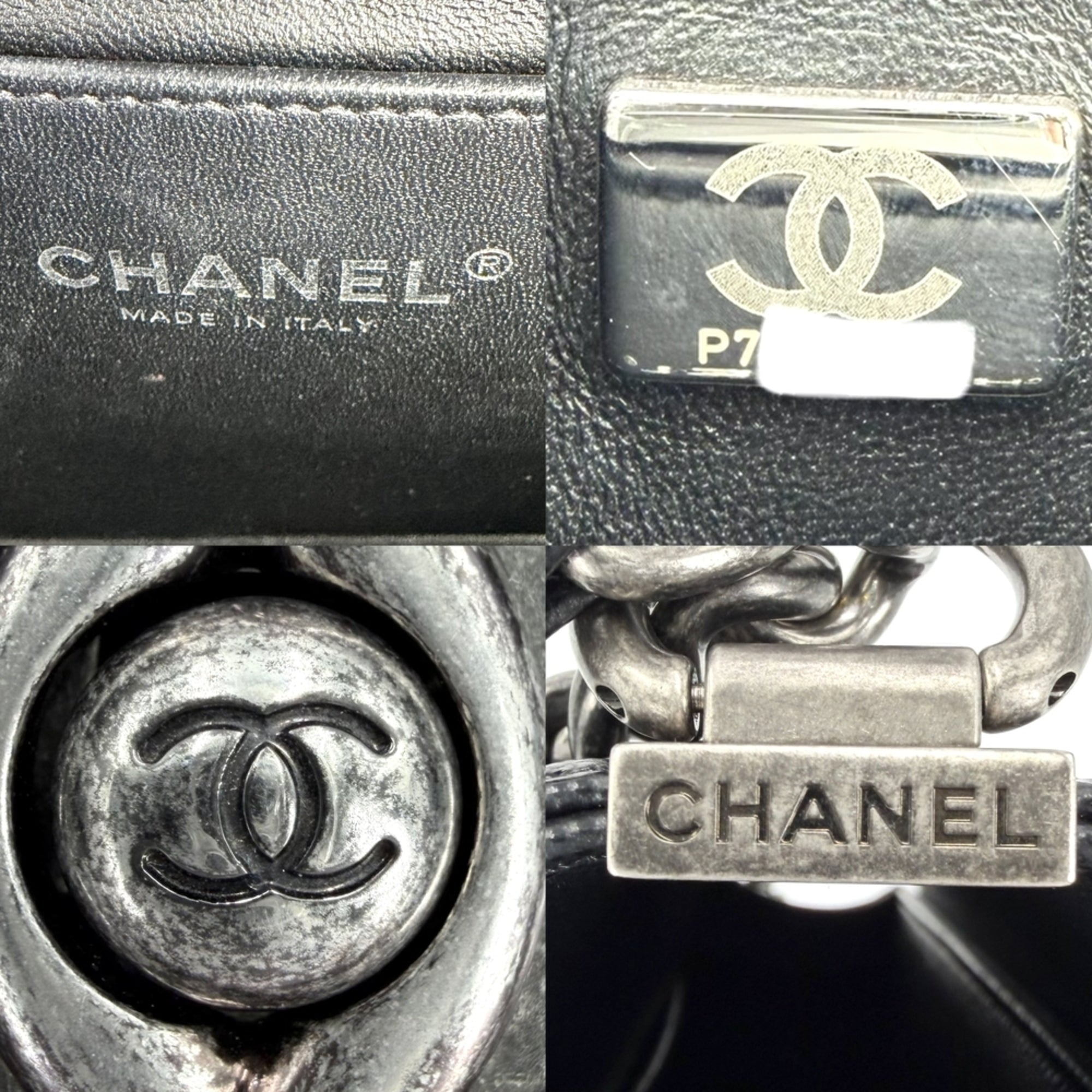 Chanel Matelasse Black Grained Calfskin Shoulder Bag (Pre-Owned)