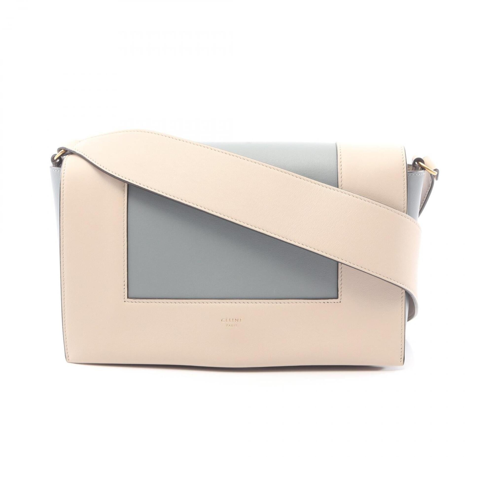 Celine Beige Blue Leather Handbag Shoulder Bag (Pre-Owned)