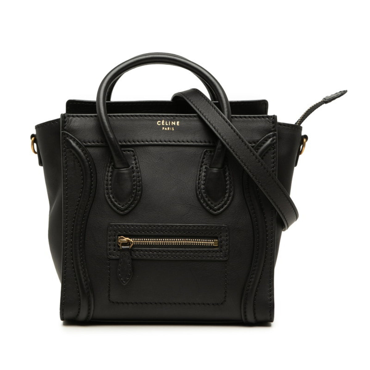 Celine Black Leather Handbag Shoulder Bag (Pre-Owned)