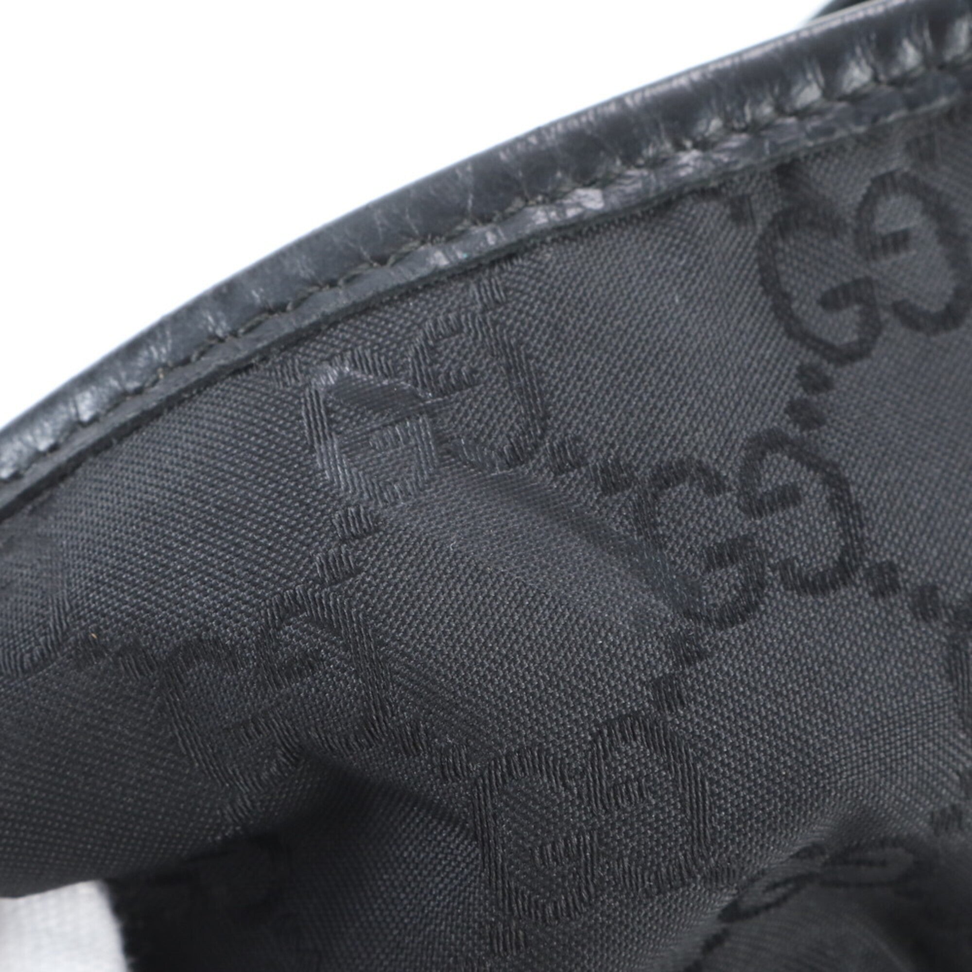 Gucci Black Leather Nylon Handbag Tote Bag (Pre-Owned)
