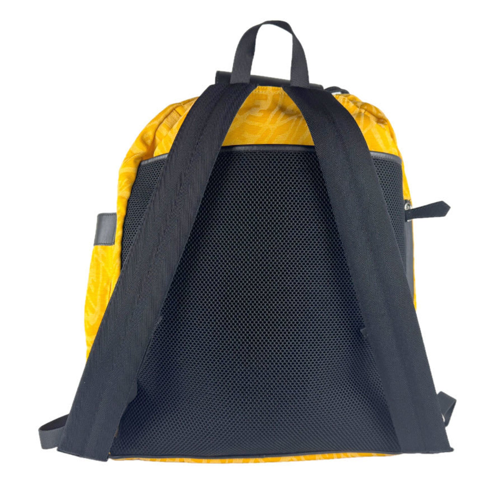 Fendi Black Yellow Nylon Leather Backpack (Pre-Owned)