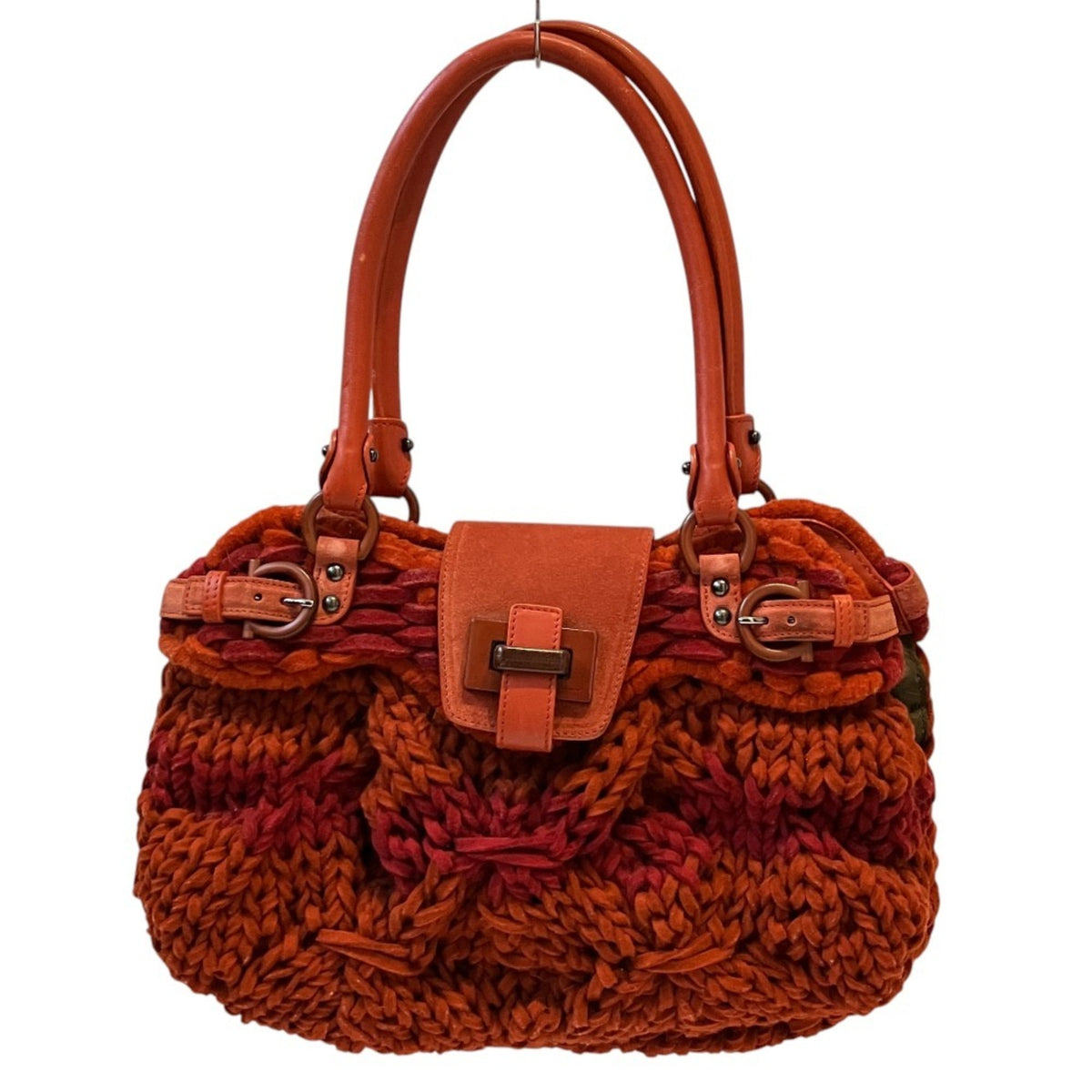 Salvatore Ferragamo Orange Knit Handbag (Pre-Owned)