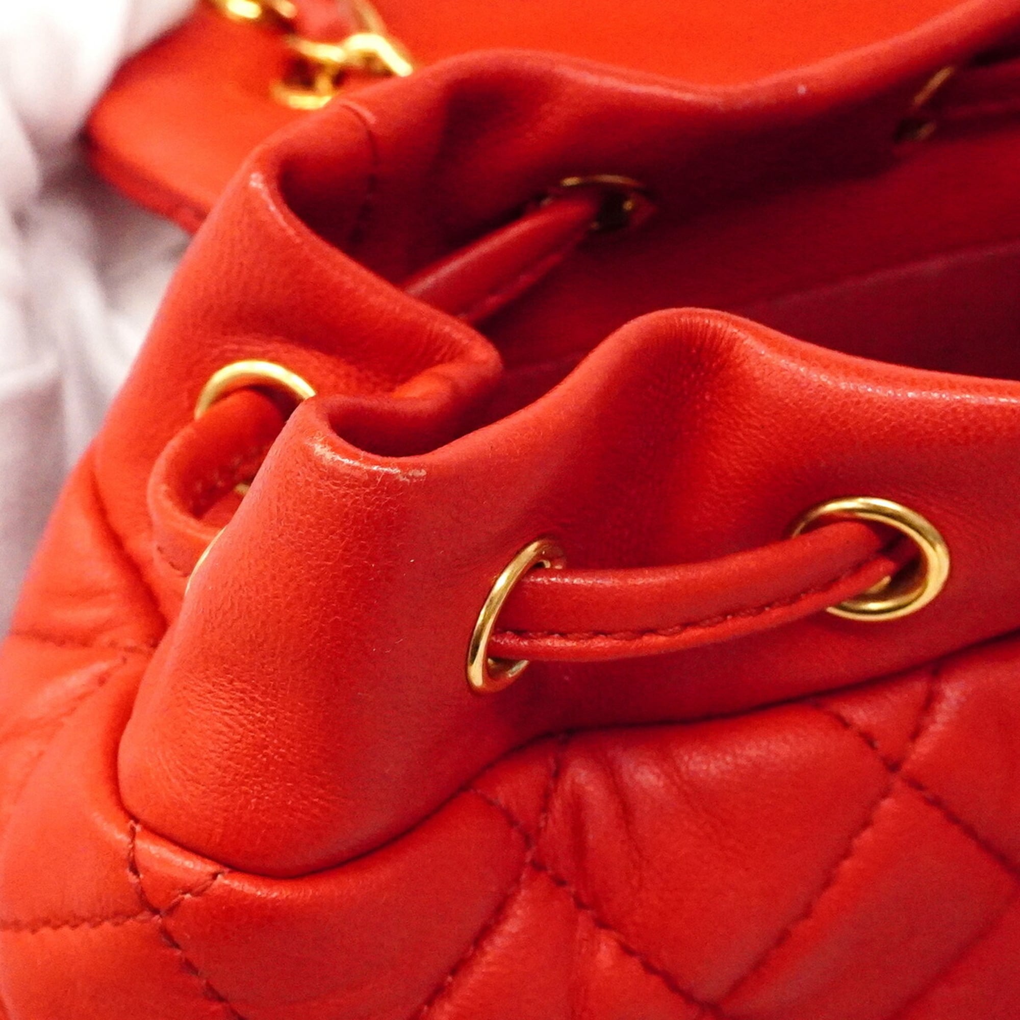 Chanel Red Color Leather Backpack (Pre-Owned)