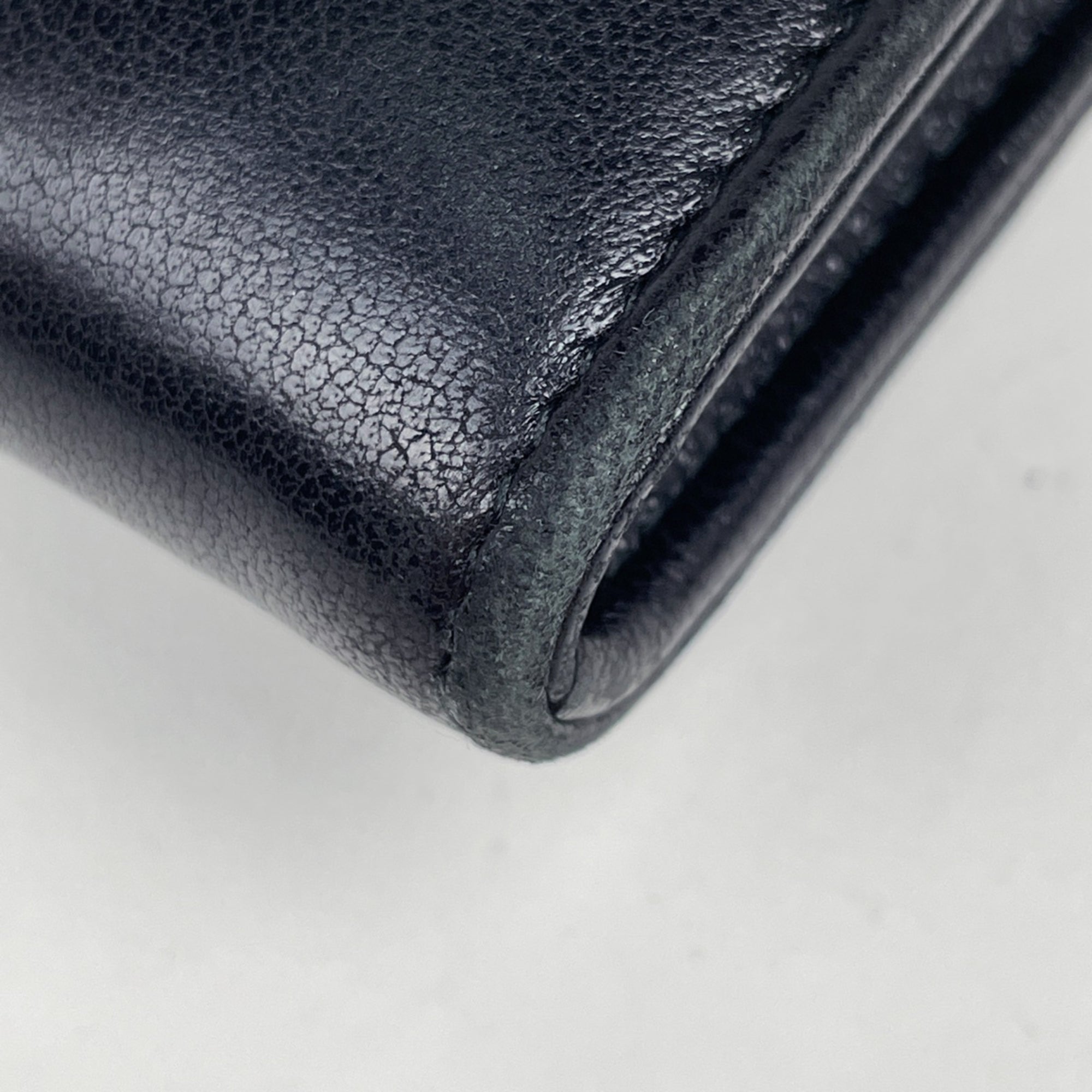 Chanel Black Leather Long Wallet (Bi-Fold) (Pre-Owned)