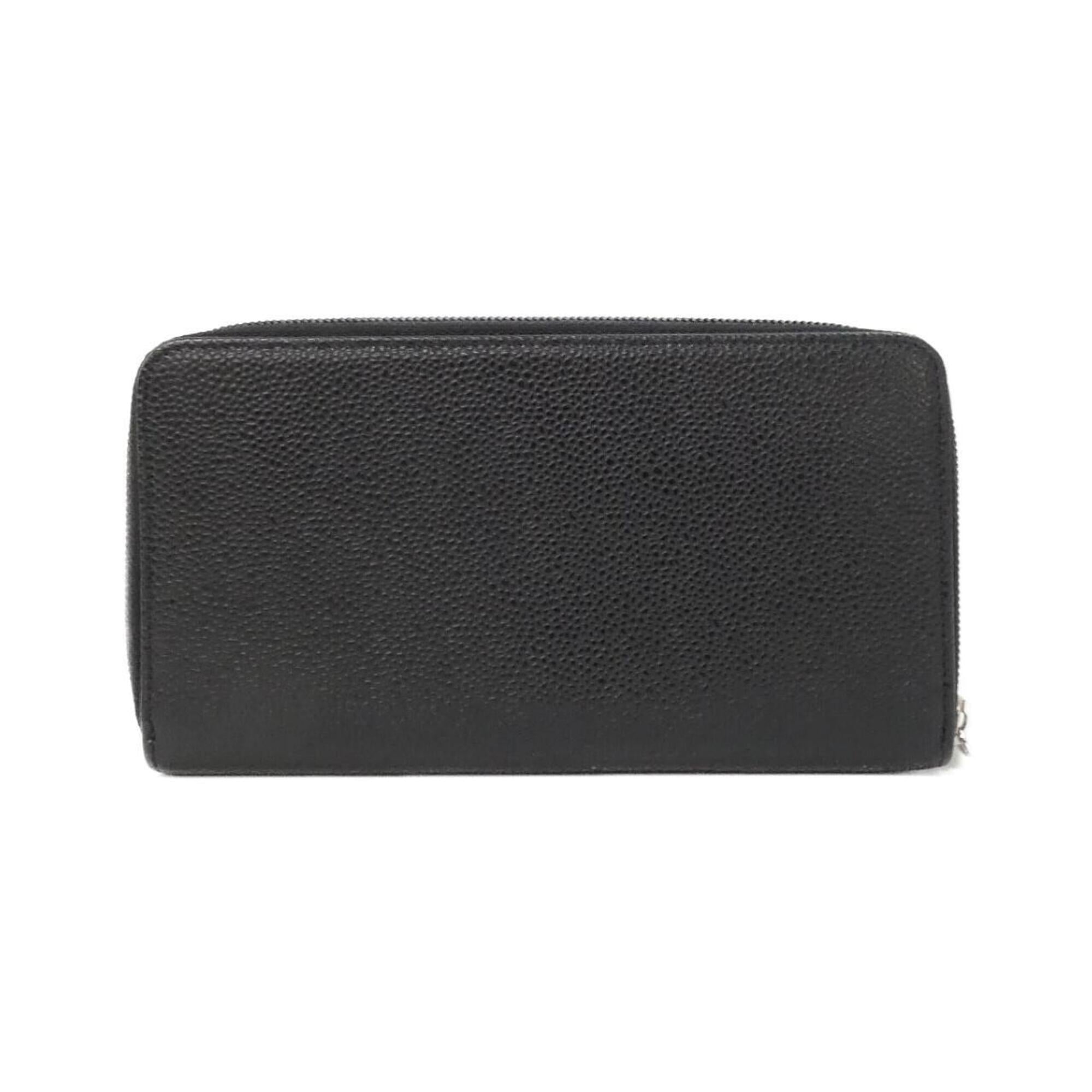 Chanel Black Grained Calfskin Long Wallet (Bi-Fold) (Pre-Owned)