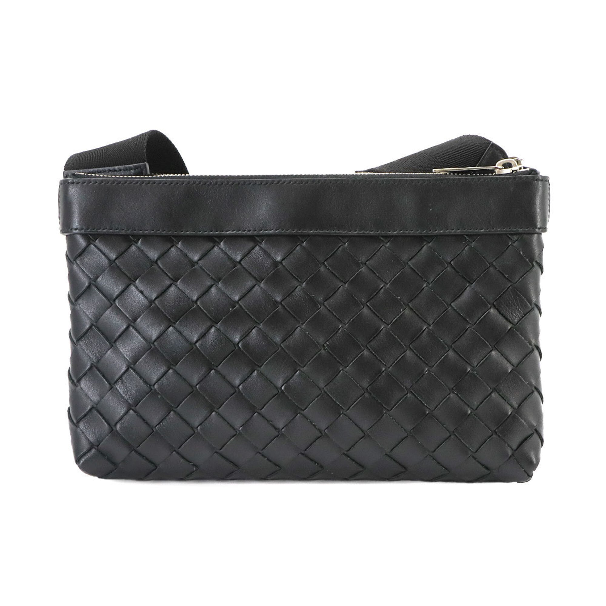Bottega Veneta Black Intrecciato Leather Handbag Shoulder Bag (Pre-Owned)