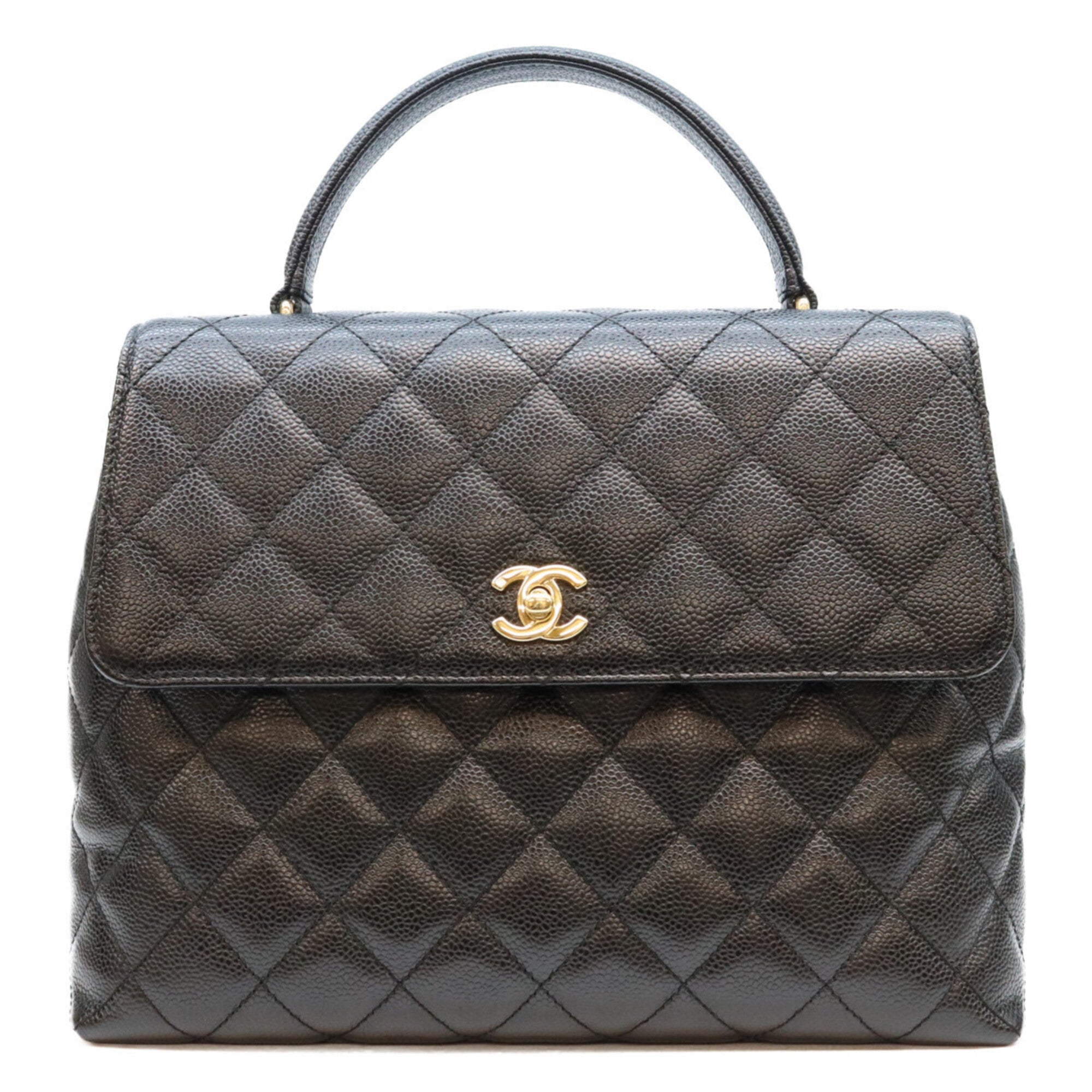 Chanel Black Grained Calfskin Handbag (Pre-Owned)