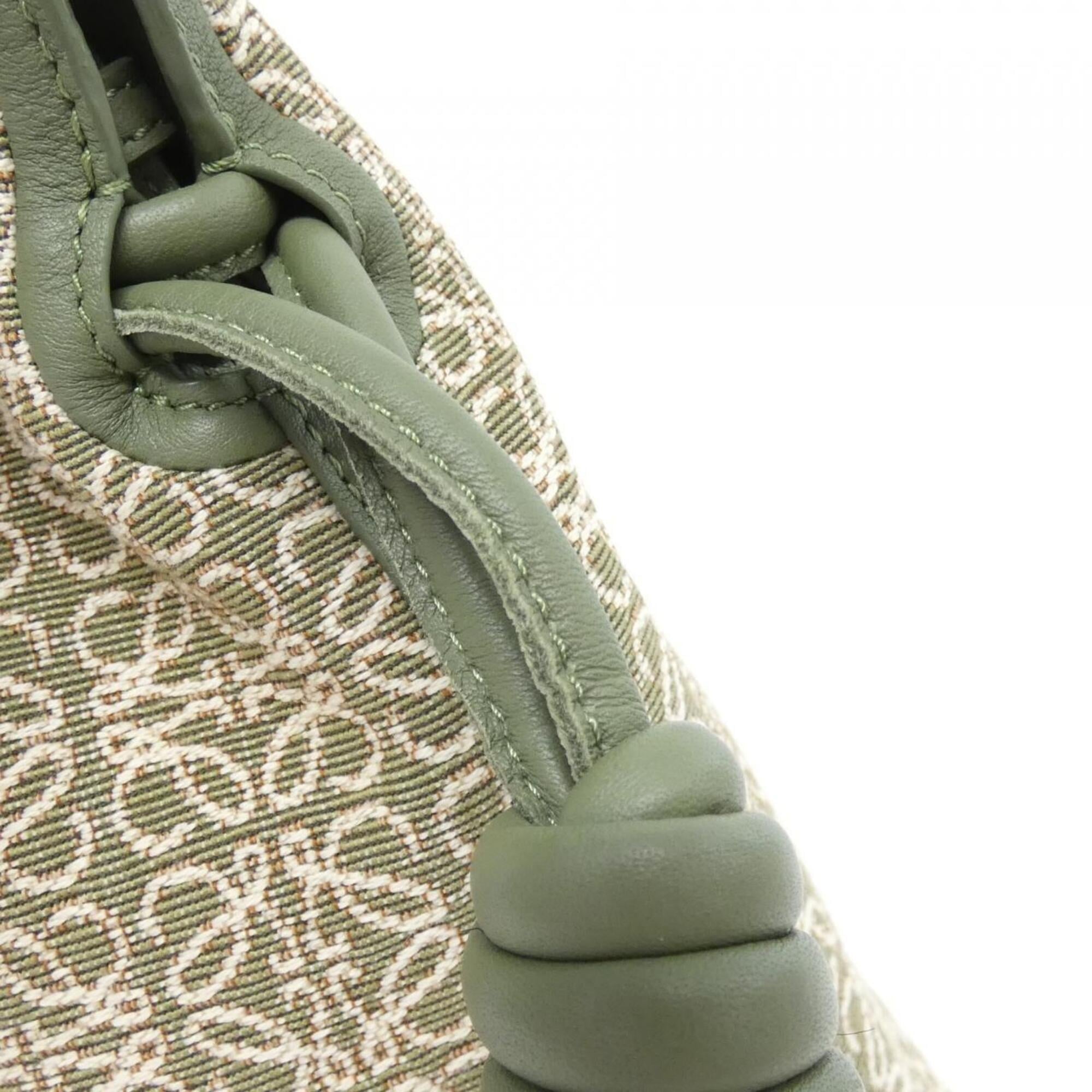 Loewe Green Canvas Leather Handbag (Pre-Owned)