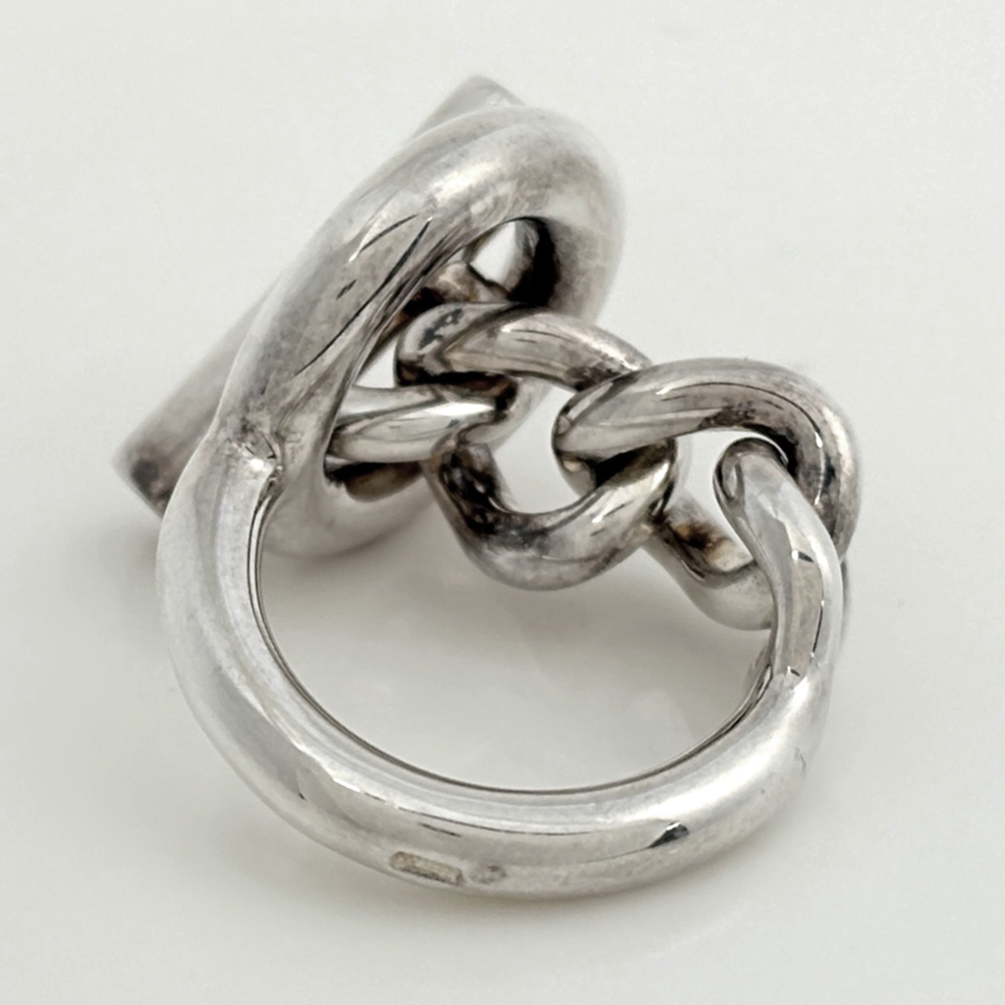 Hermes Silver Silver 925 Band Ring (Pre-Owned)