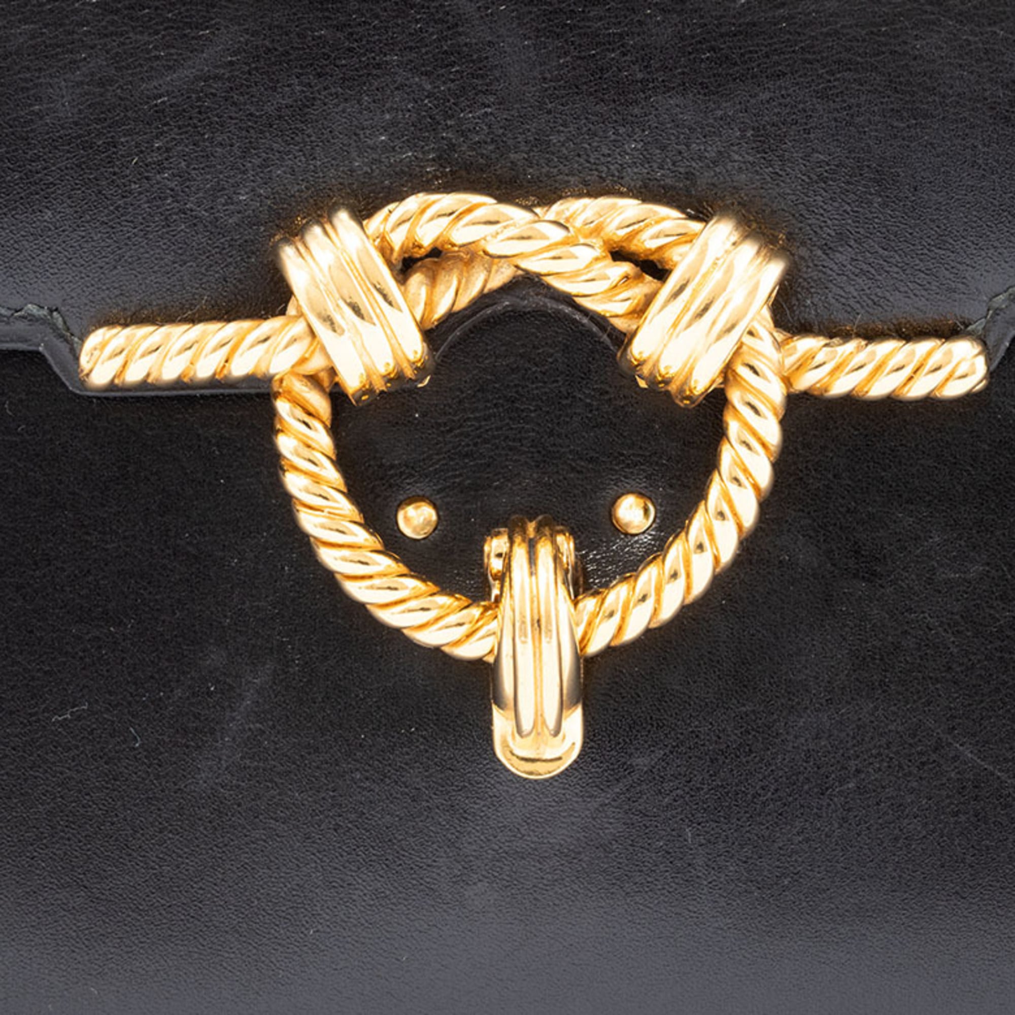 Hermes Black Box Calf Leather Handbag (Pre-Owned)