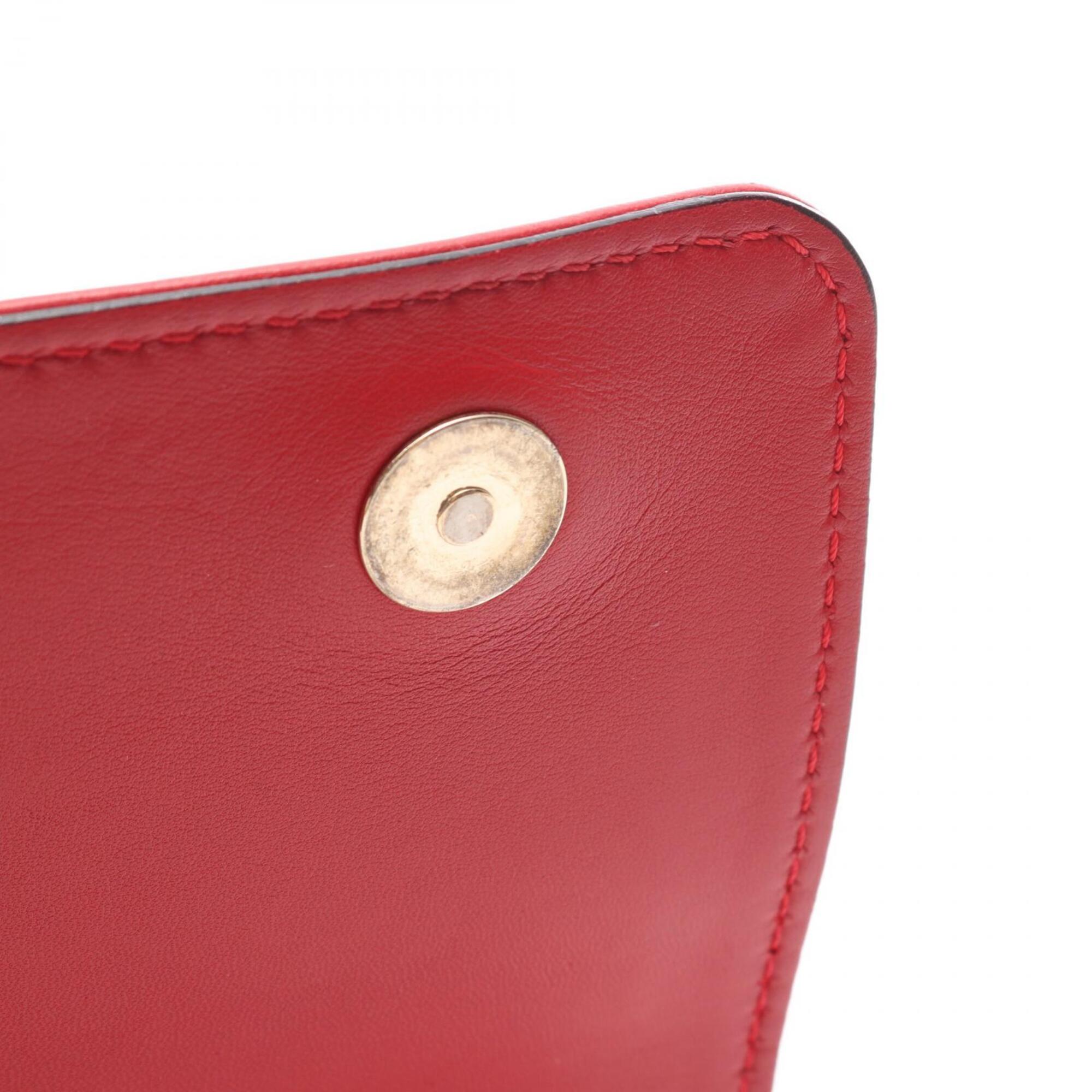 Valentino Red Color Leather Handbag Shoulder Bag (Pre-Owned)
