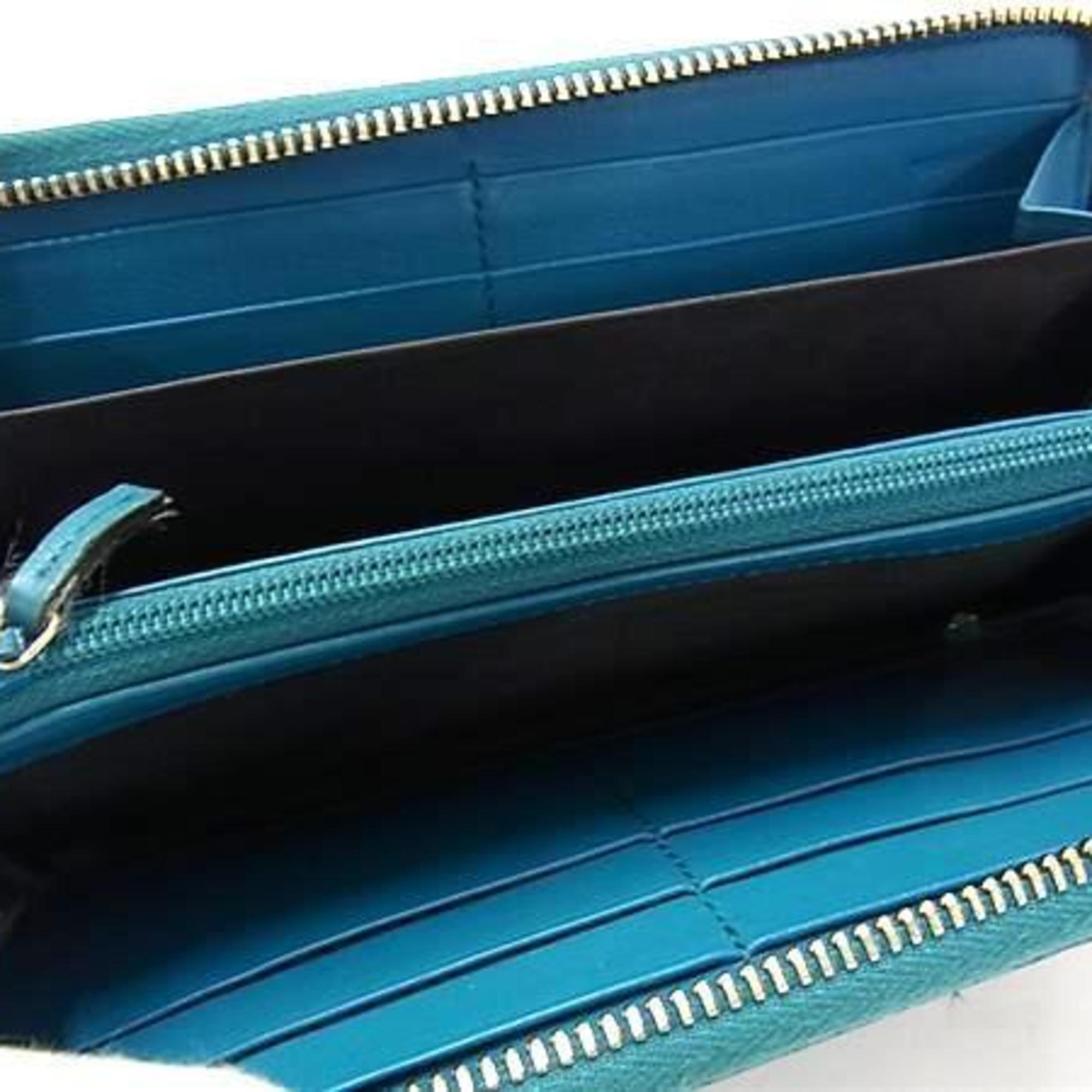 Gucci Blue Green Leather Long Wallet (Bi-Fold) (Pre-Owned)