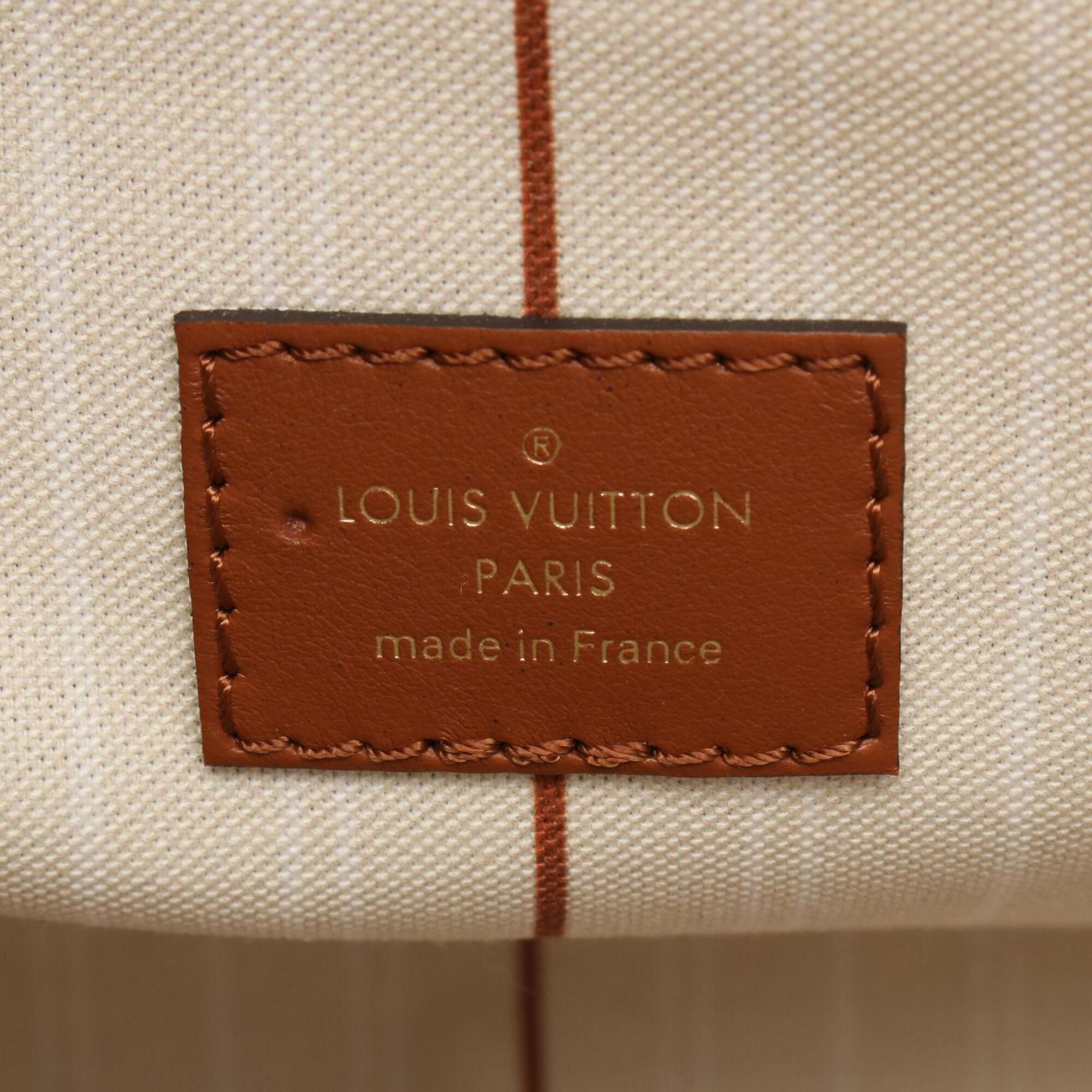 Louis Vuitton Beige Brown Canvas Leather Handbag (Pre-Owned)