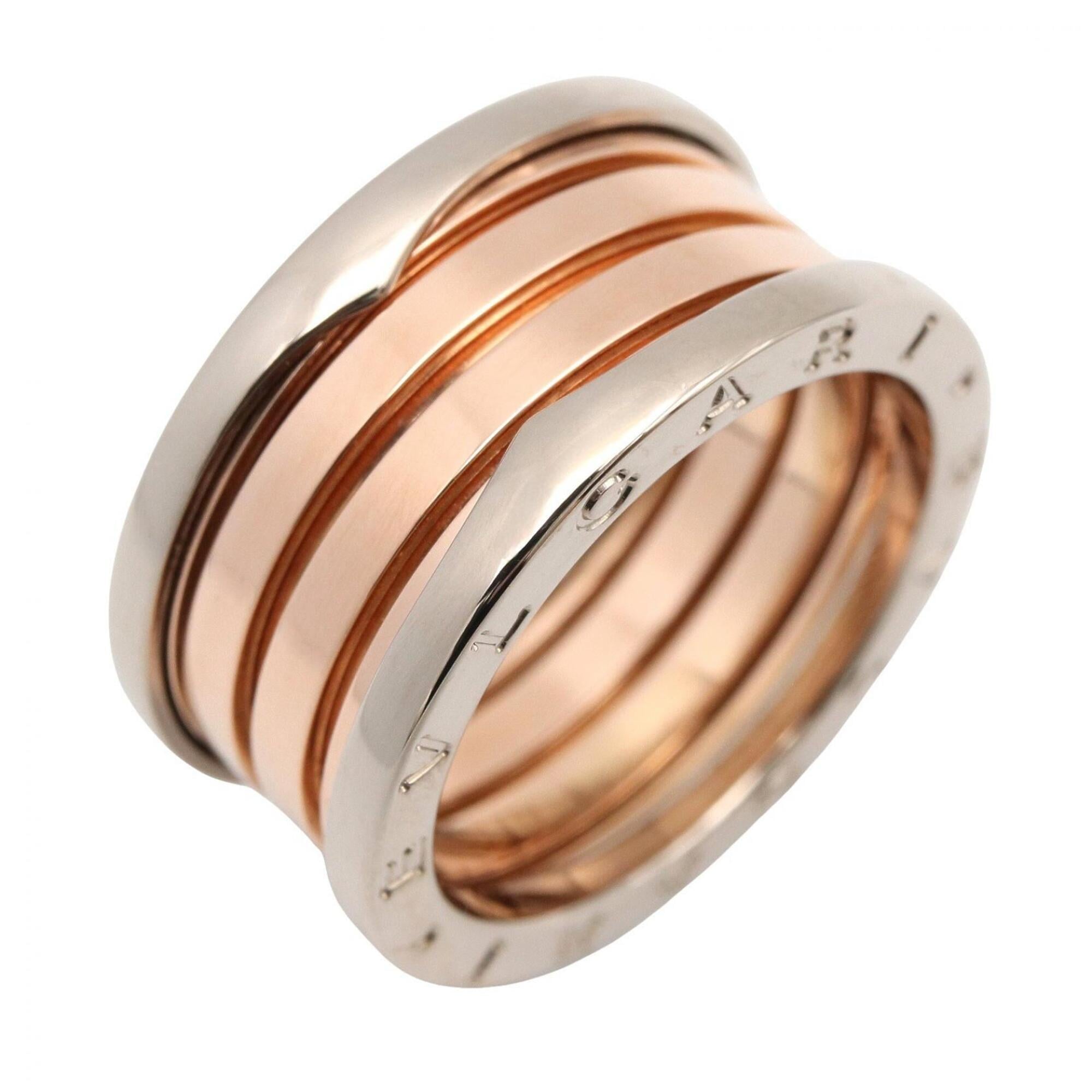 Bvlgari Gold Silver Pink Gold (18K) White Gold (18K) Band Ring (Pre-Owned)