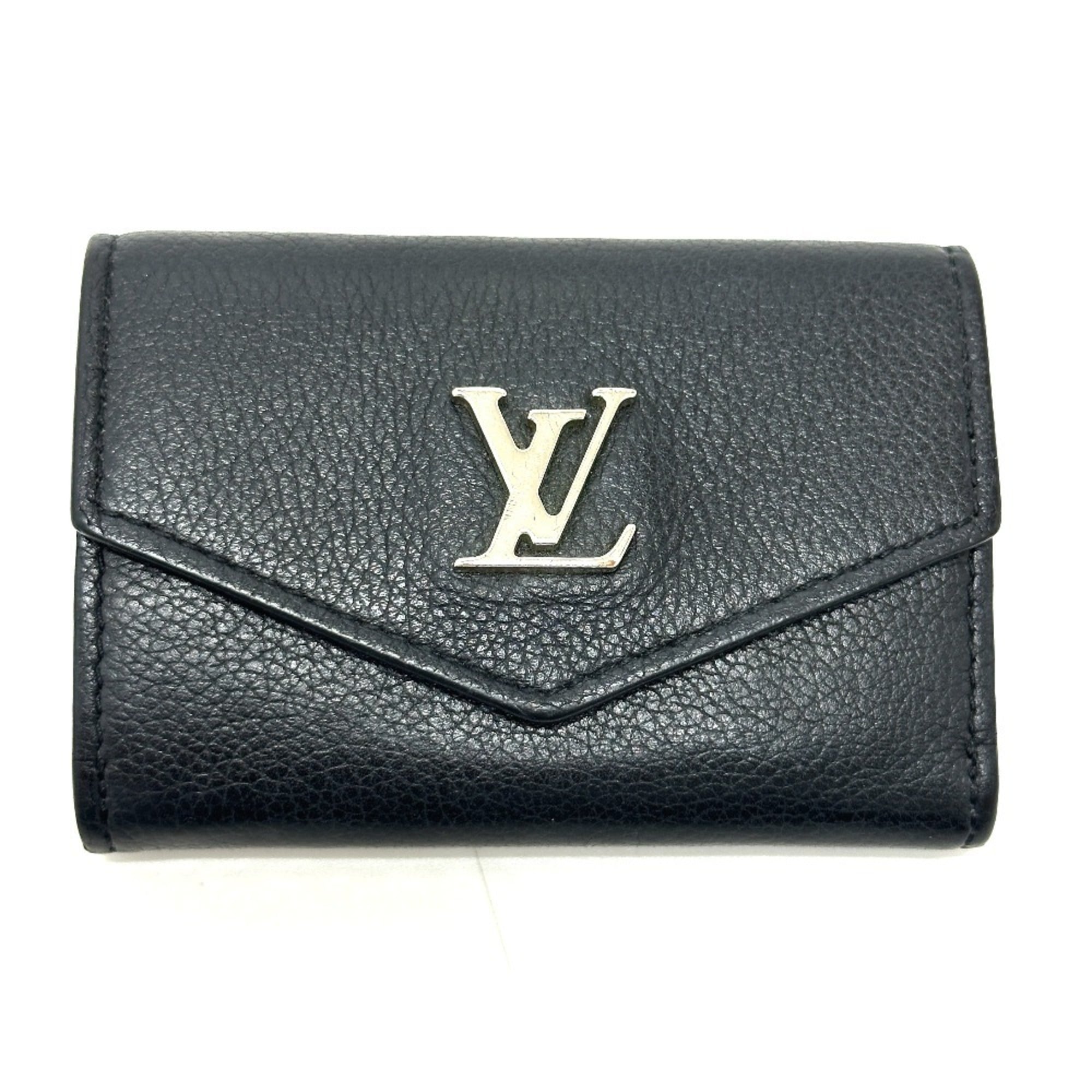 Louis Vuitton Black Leather Wallet (Tri-Fold) (Pre-Owned)