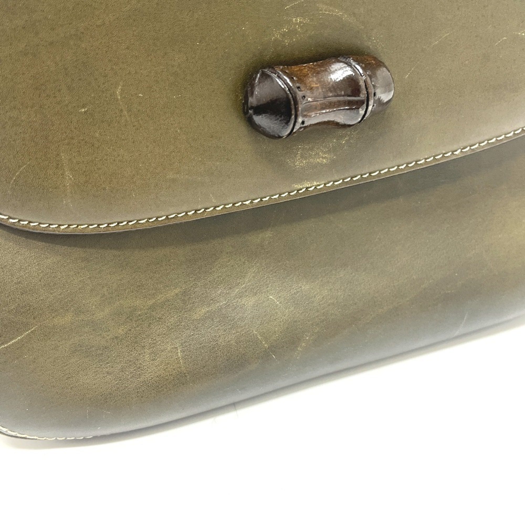 Gucci Khaki Leather Handbag Tote Bag (Pre-Owned)