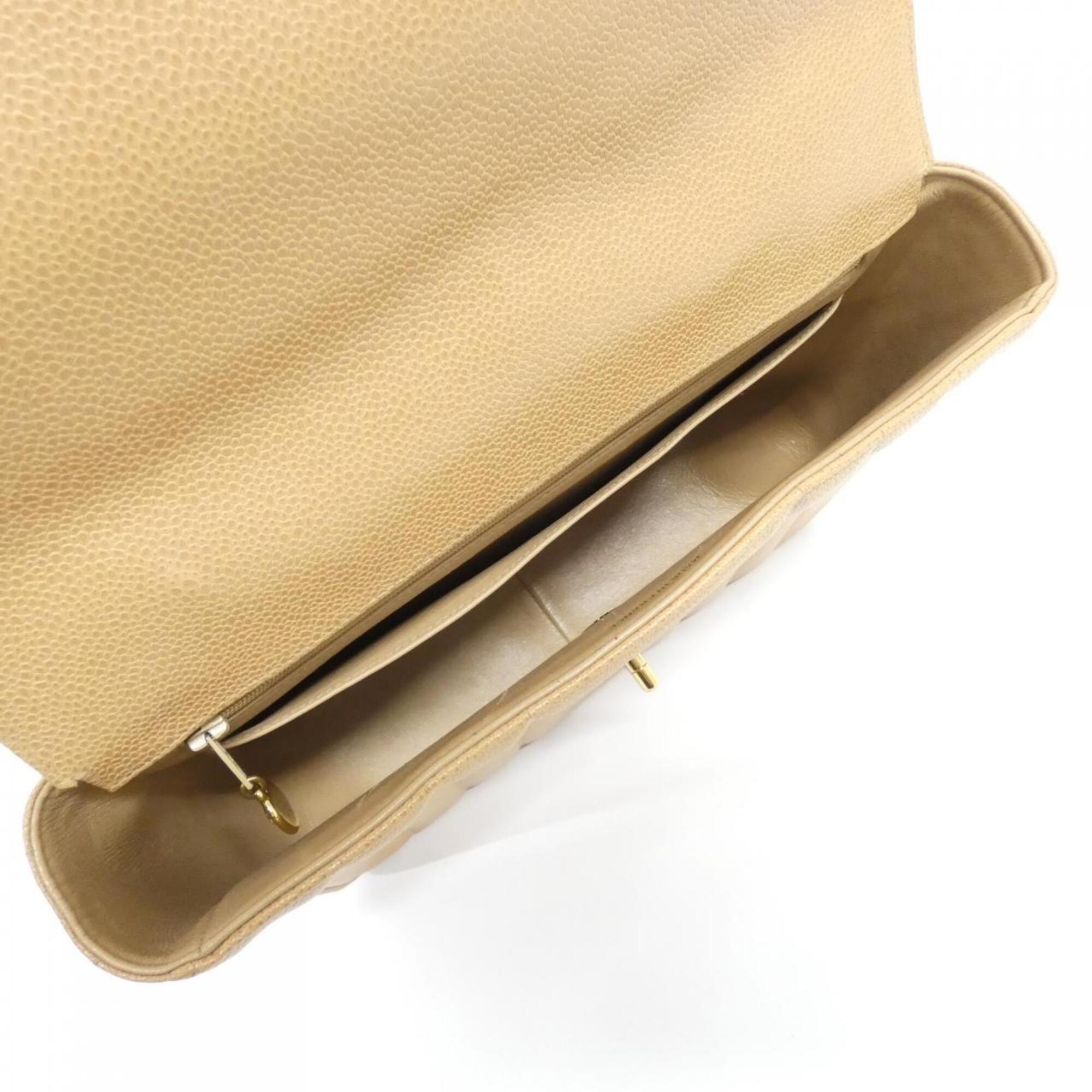 Chanel Beige Grained Calfskin Handbag (Pre-Owned)
