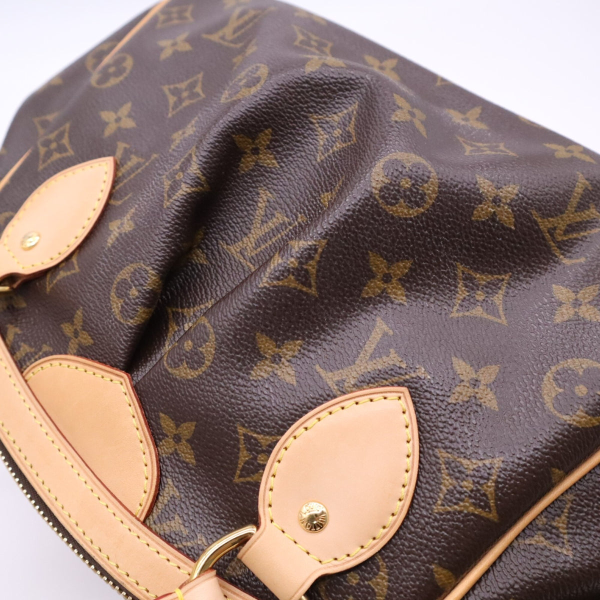 Louis Vuitton Monogram Beige Brown Coated Canvas Leather Handbag (Pre-Owned)