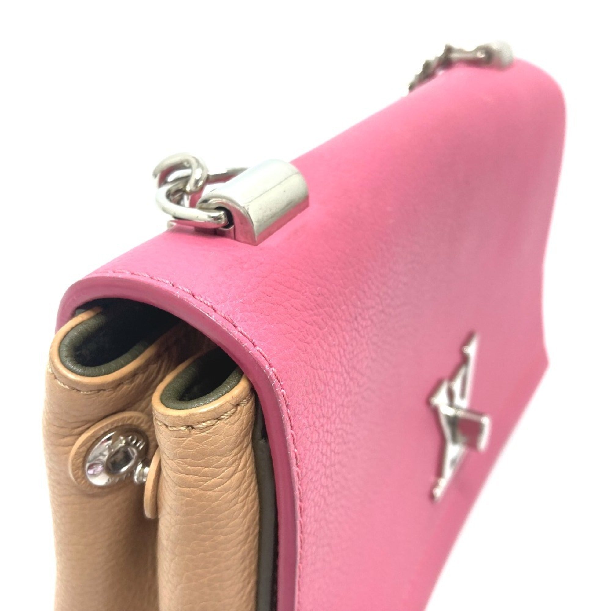 Louis Vuitton Lockme Ii Beige Khaki Pink Leather Handbag Shoulder Bag (Pre-Owned)