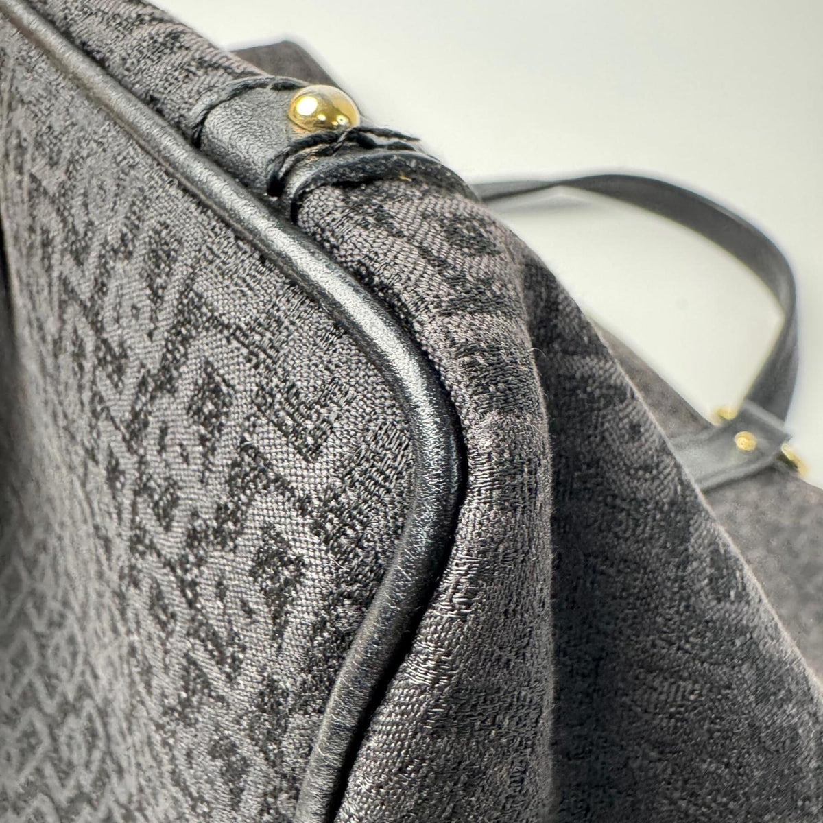 Dolce & Gabbana Dark Brown Canvas Leather Handbag Tote Bag (Pre-Owned)