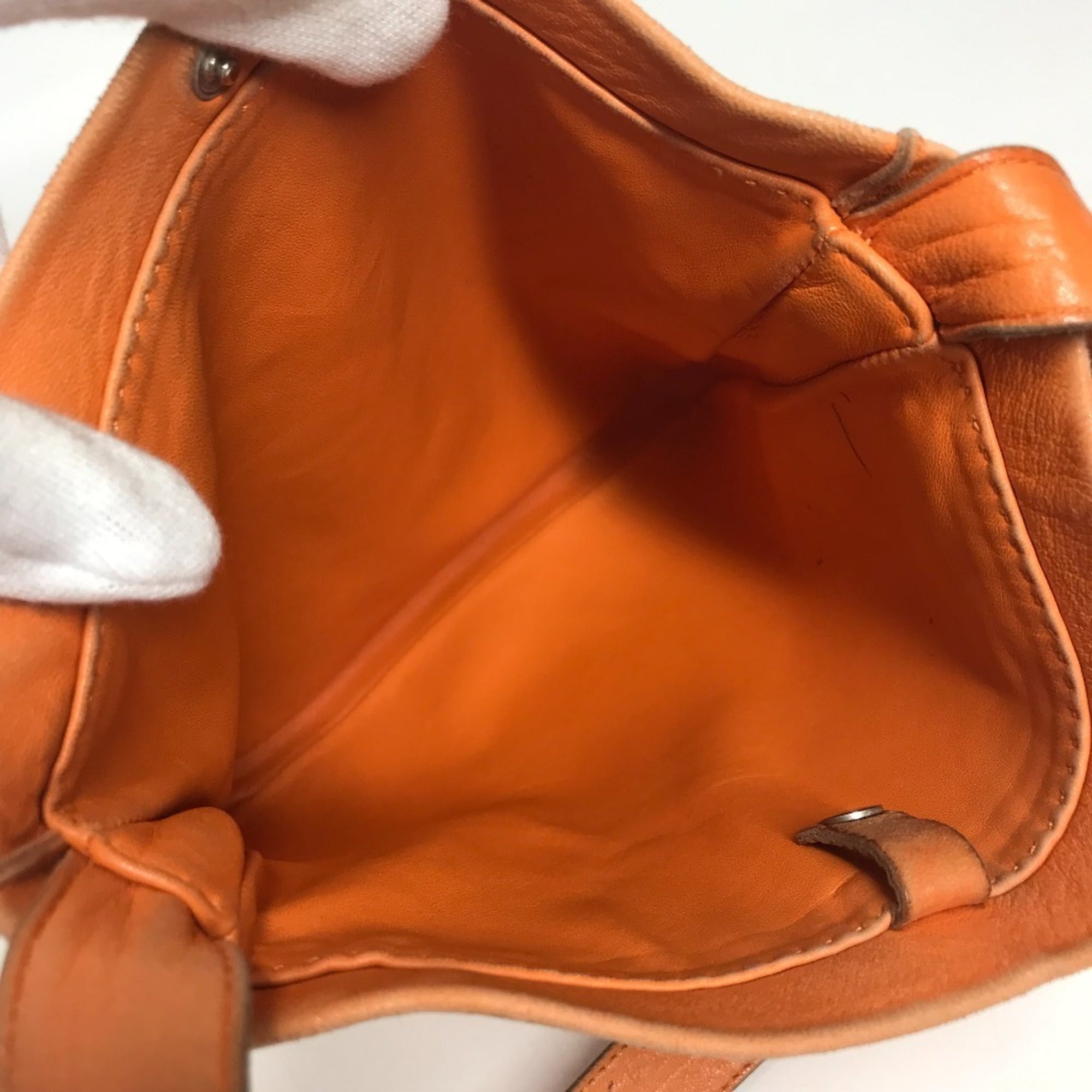 Hermes Orange Leather Pochette Shoulder Bag (Pre-Owned)