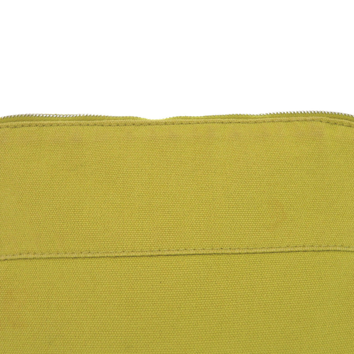Hermes Light Green Yellow Cotton Canvas Leather Pouch (Pre-Owned)