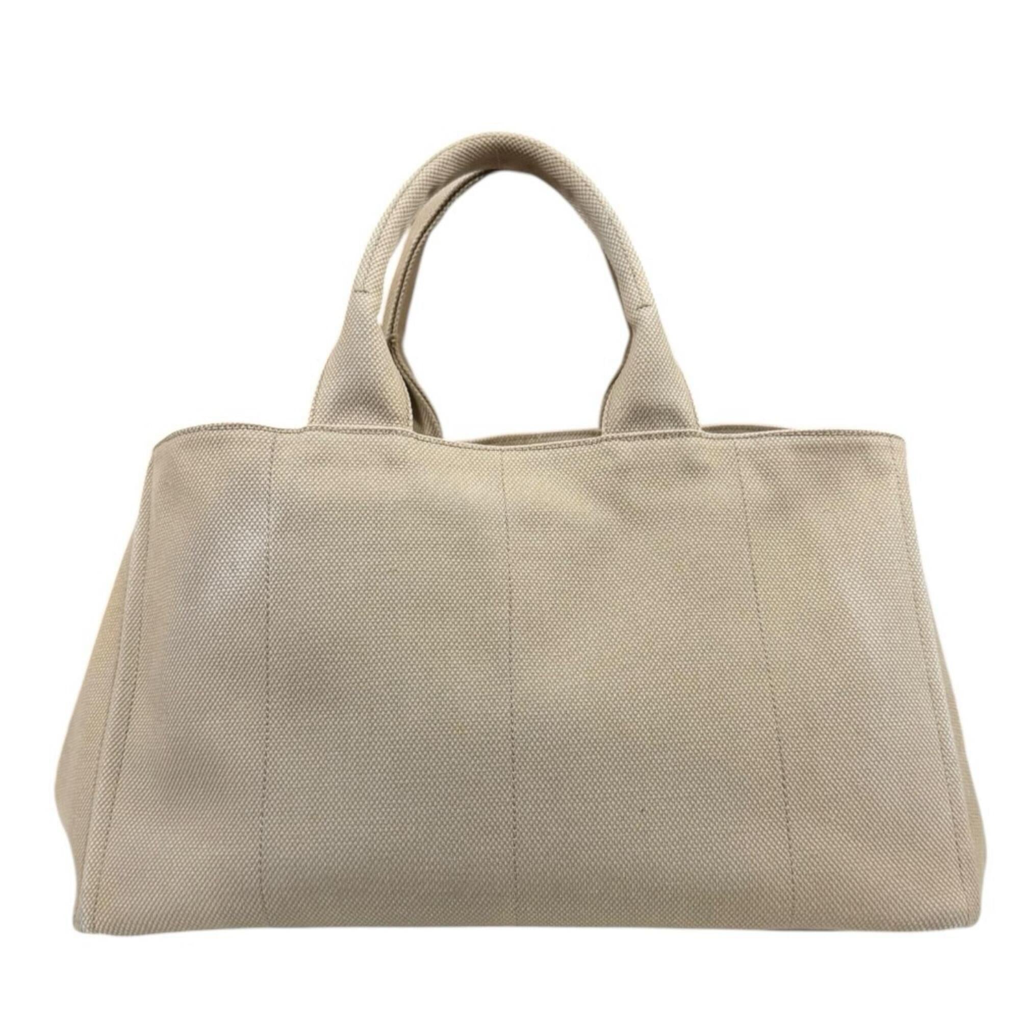 Prada Canapa Beige Canvas Handbag (Pre-Owned)