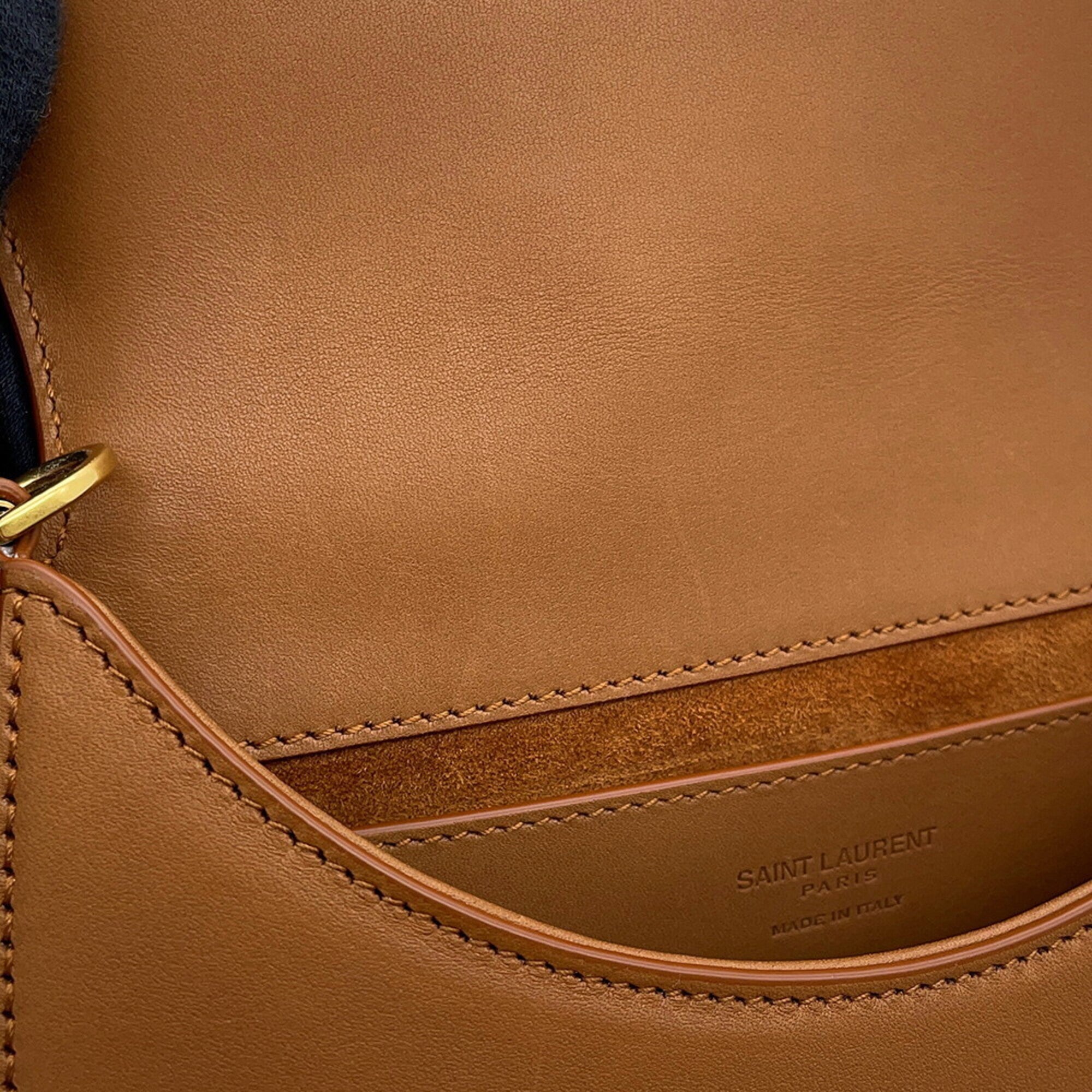 Yves Saint Laurent Beige Brown Canvas Handbag (Pre-Owned)