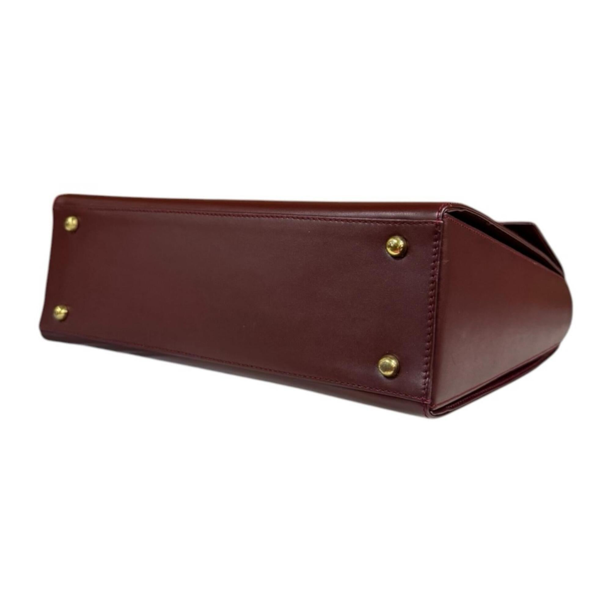 Cartier Bordeaux Red Color Leather Handbag (Pre-Owned)