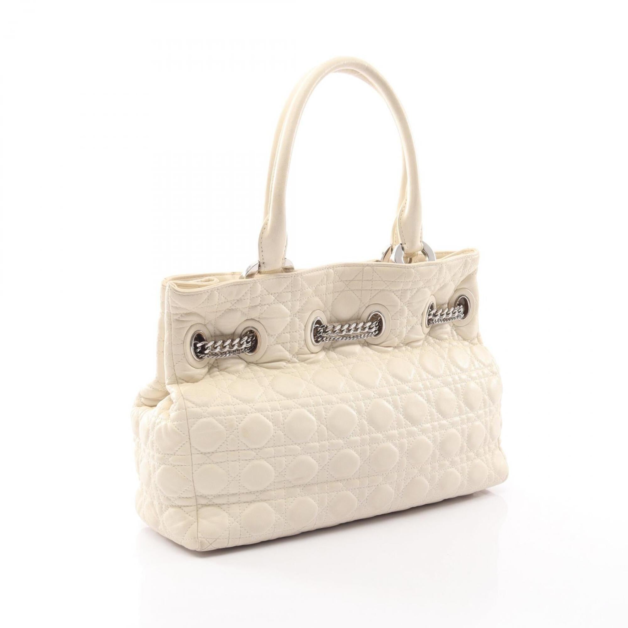 Christian Dior White Leather Handbag Tote Bag (Pre-Owned)
