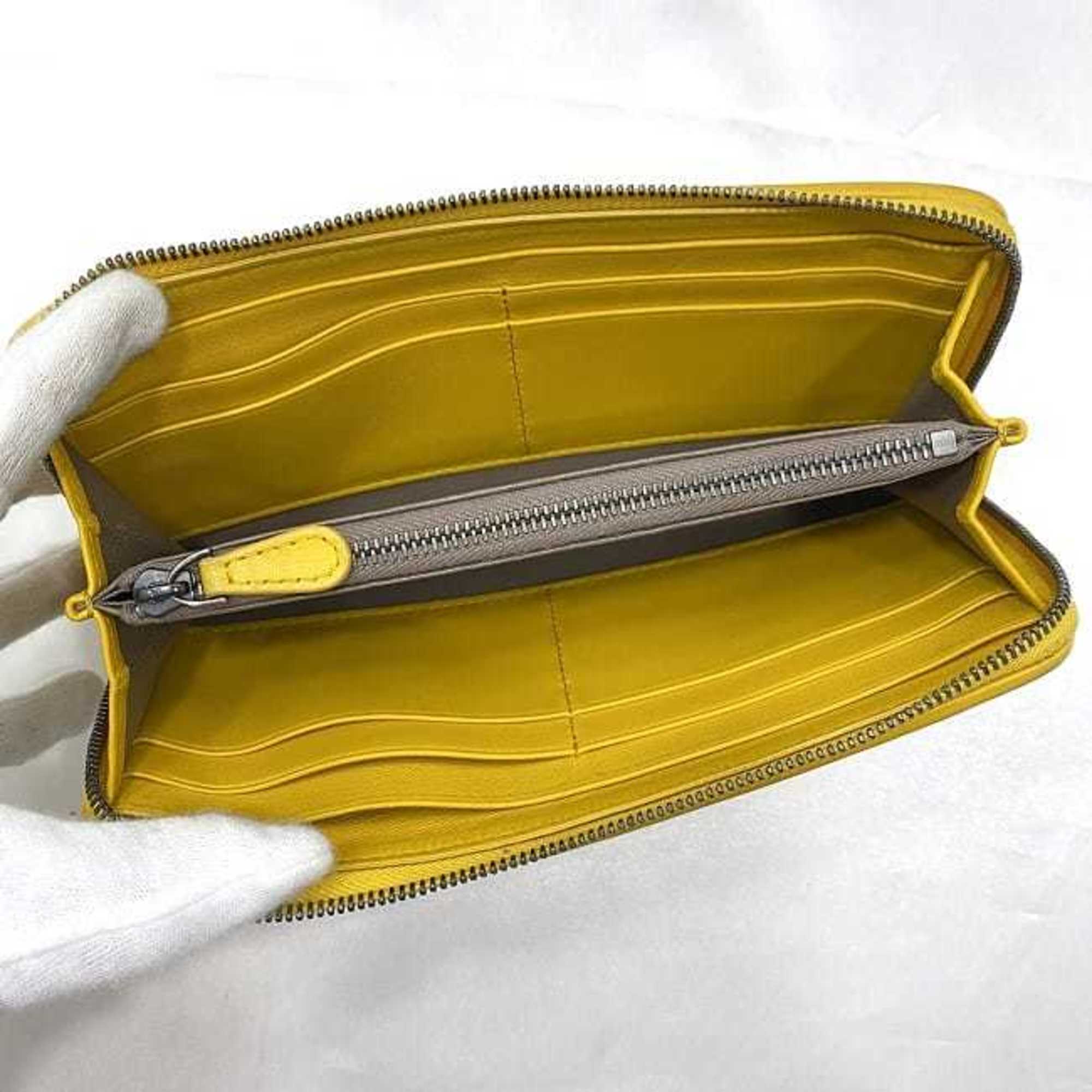 Bottega Veneta Yellow Leather Long Wallet (Bi-Fold) (Pre-Owned)