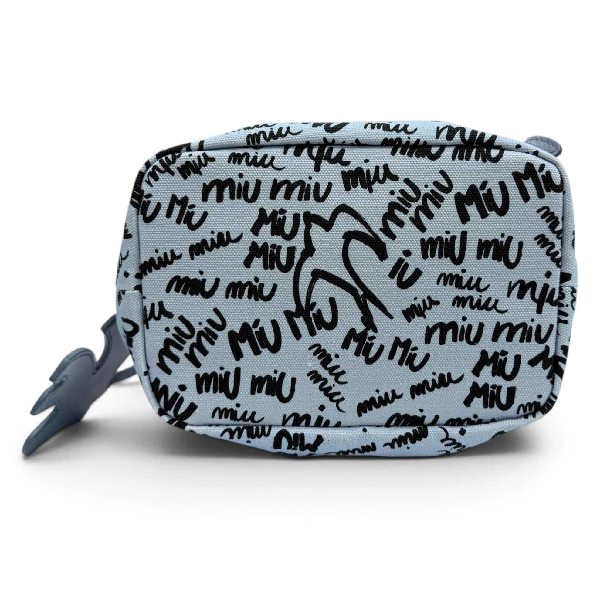 Miu Miu Black Light Blue Cotton Leather Pouch (Pre-Owned)