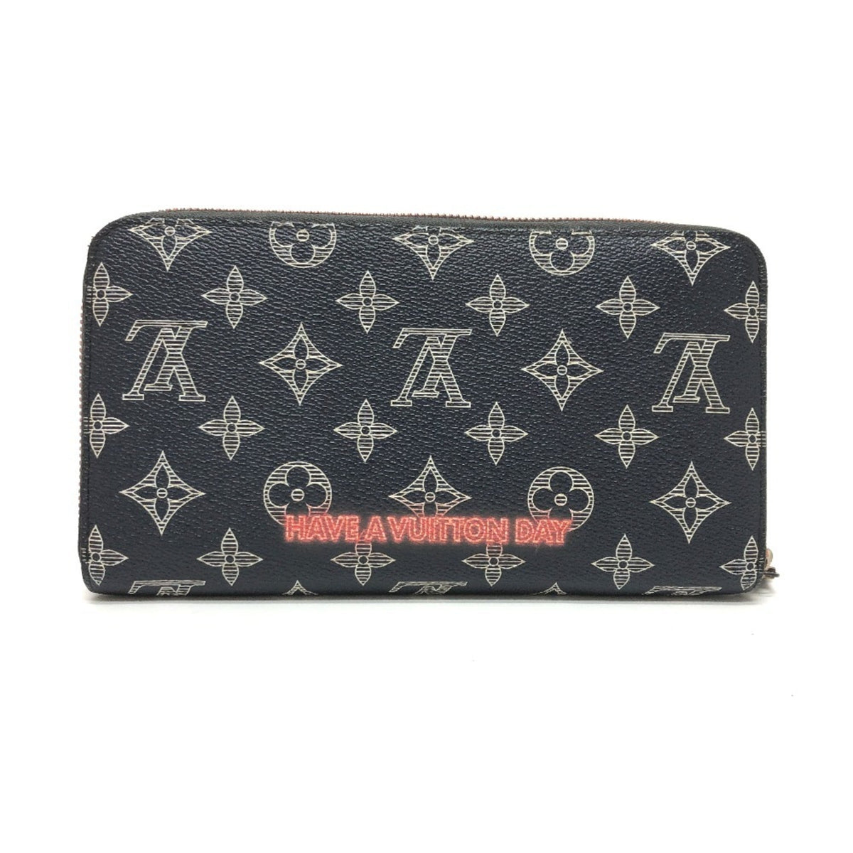 Louis Vuitton Black Navy Red Color Canvas Long Wallet (Bi-Fold) (Pre-Owned)
