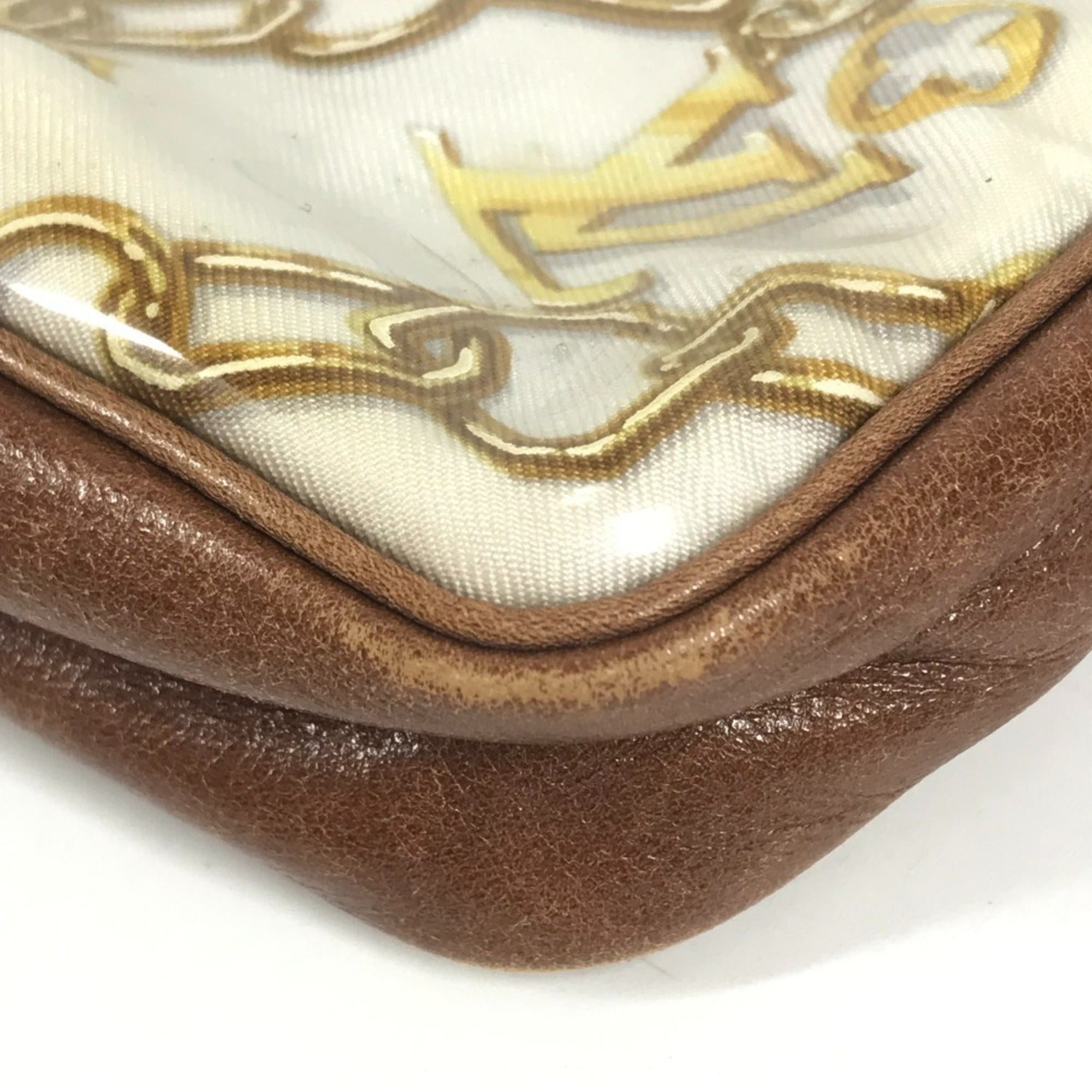 Louis Vuitton Brown White Vinyl Leather Handbag Pouch Shoulder Bag (Pre-Owned)