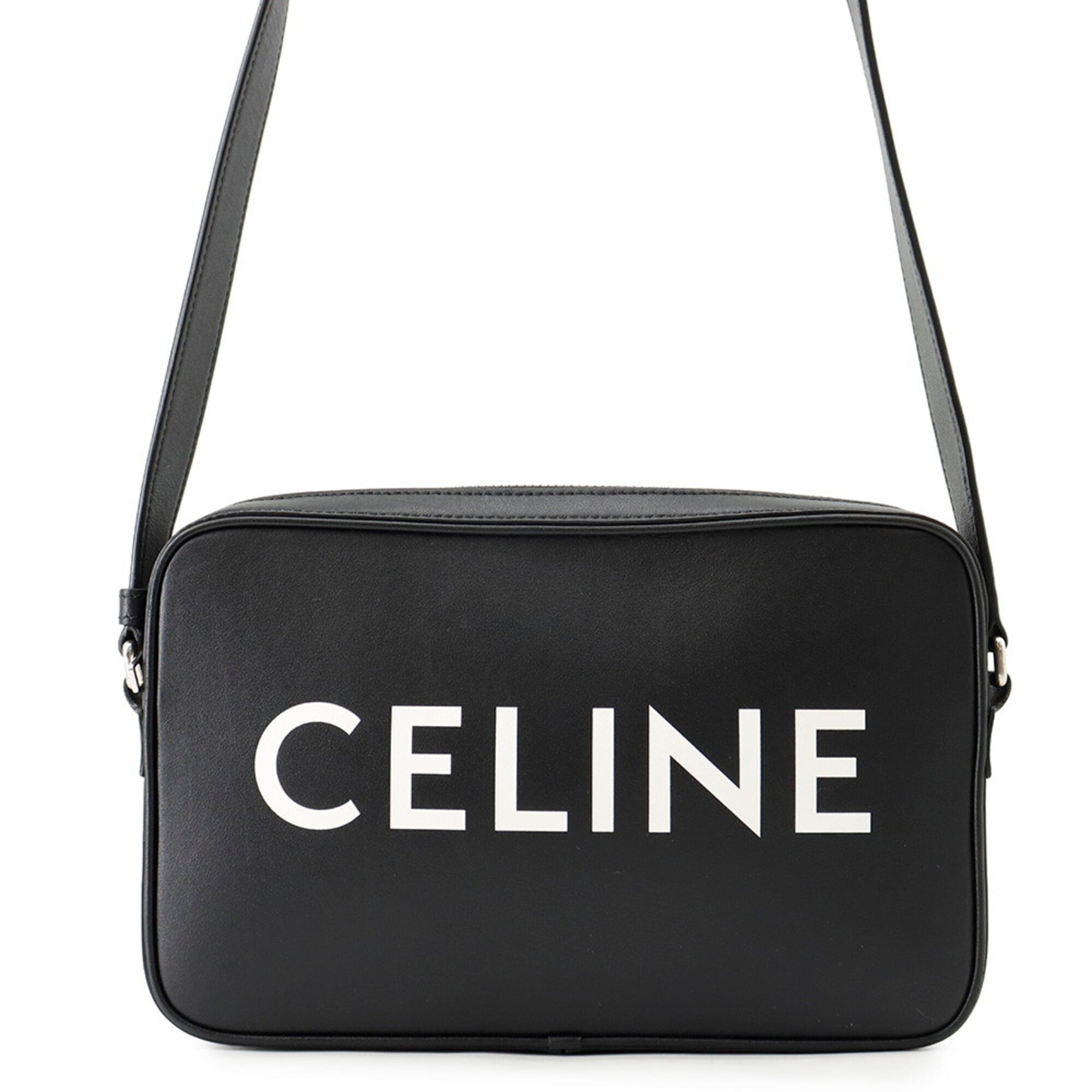Celine Black Leather Messenger Bag Shoulder Bag (Pre-Owned)
