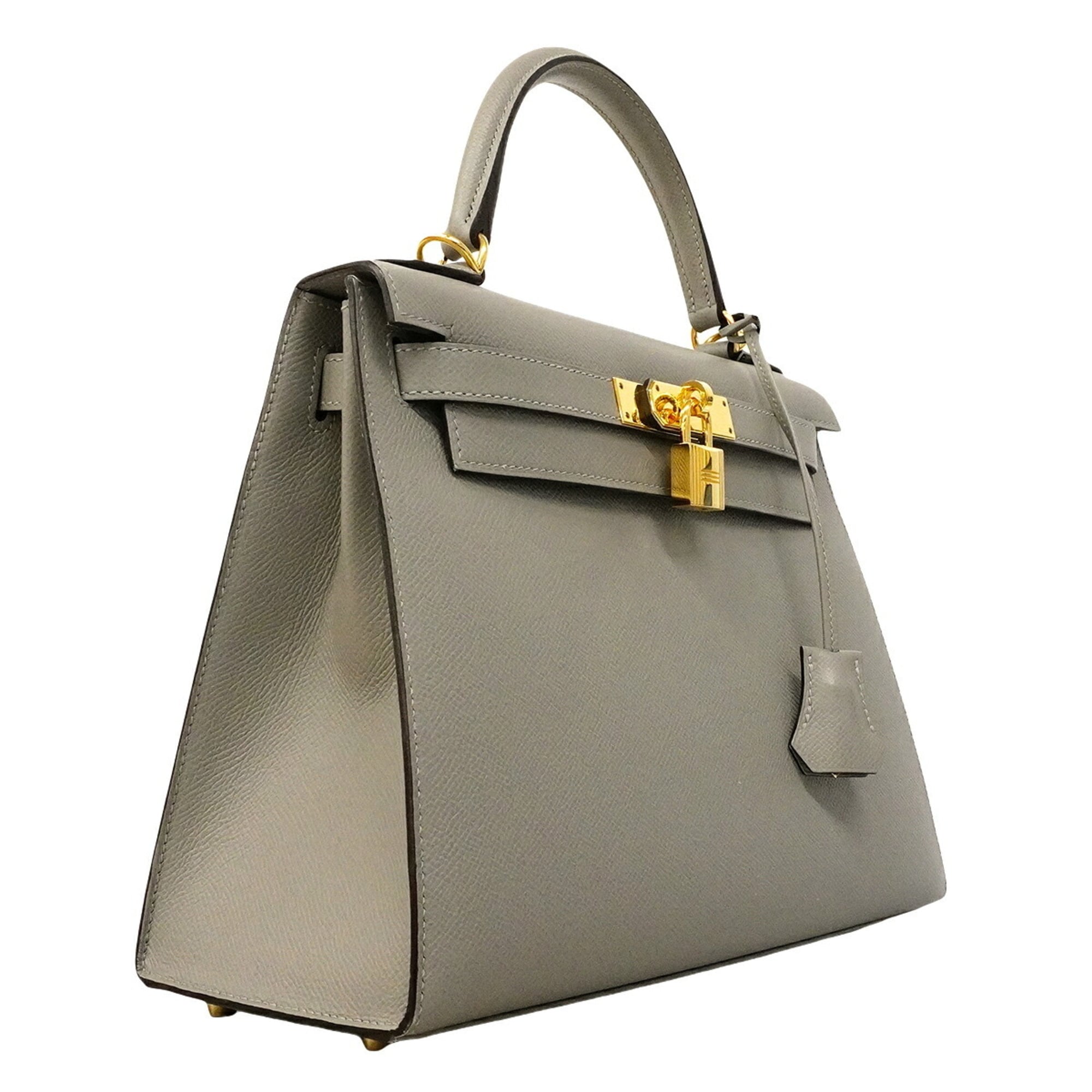 Hermes Gray Leather Handbag (Pre-Owned)