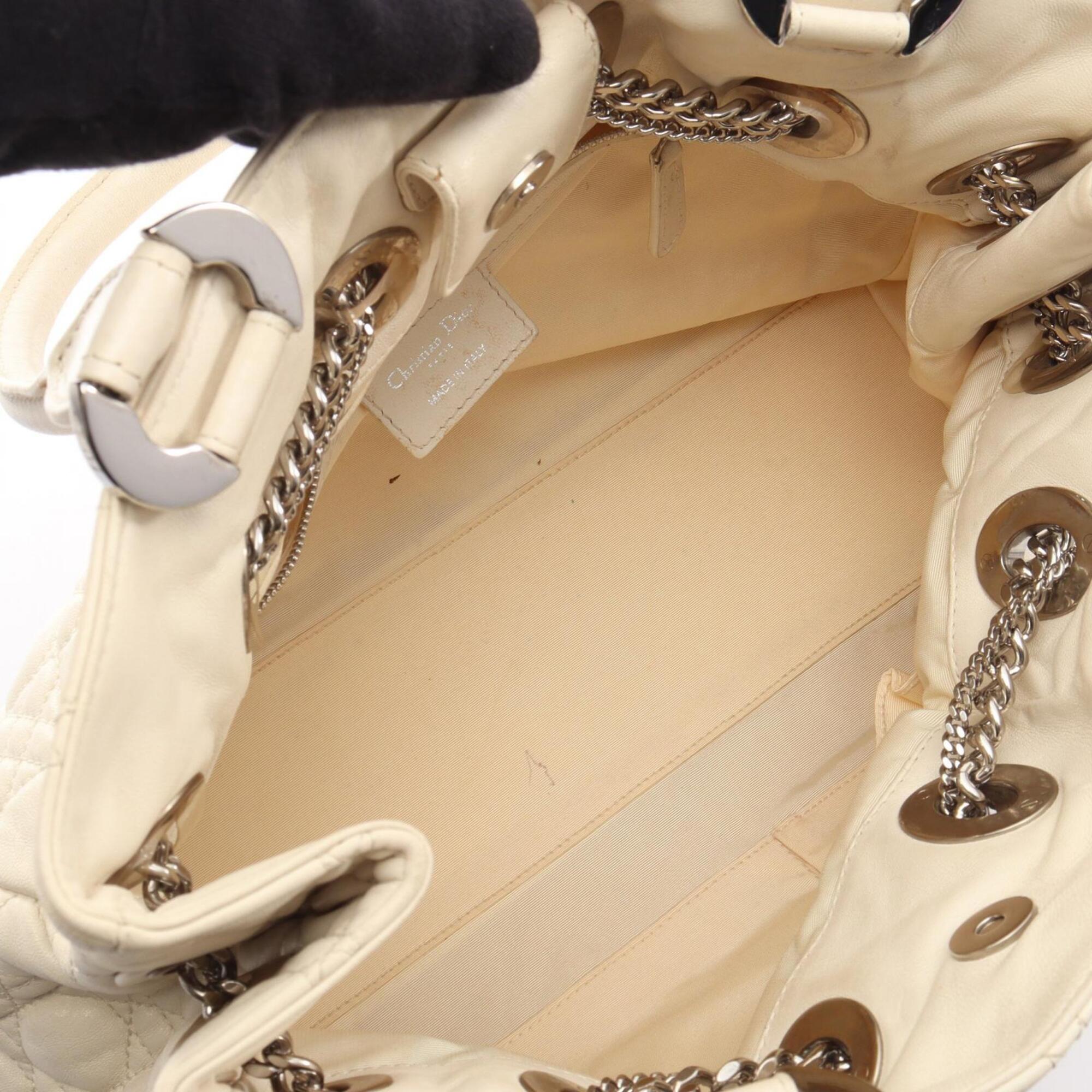 Christian Dior White Leather Handbag Tote Bag (Pre-Owned)