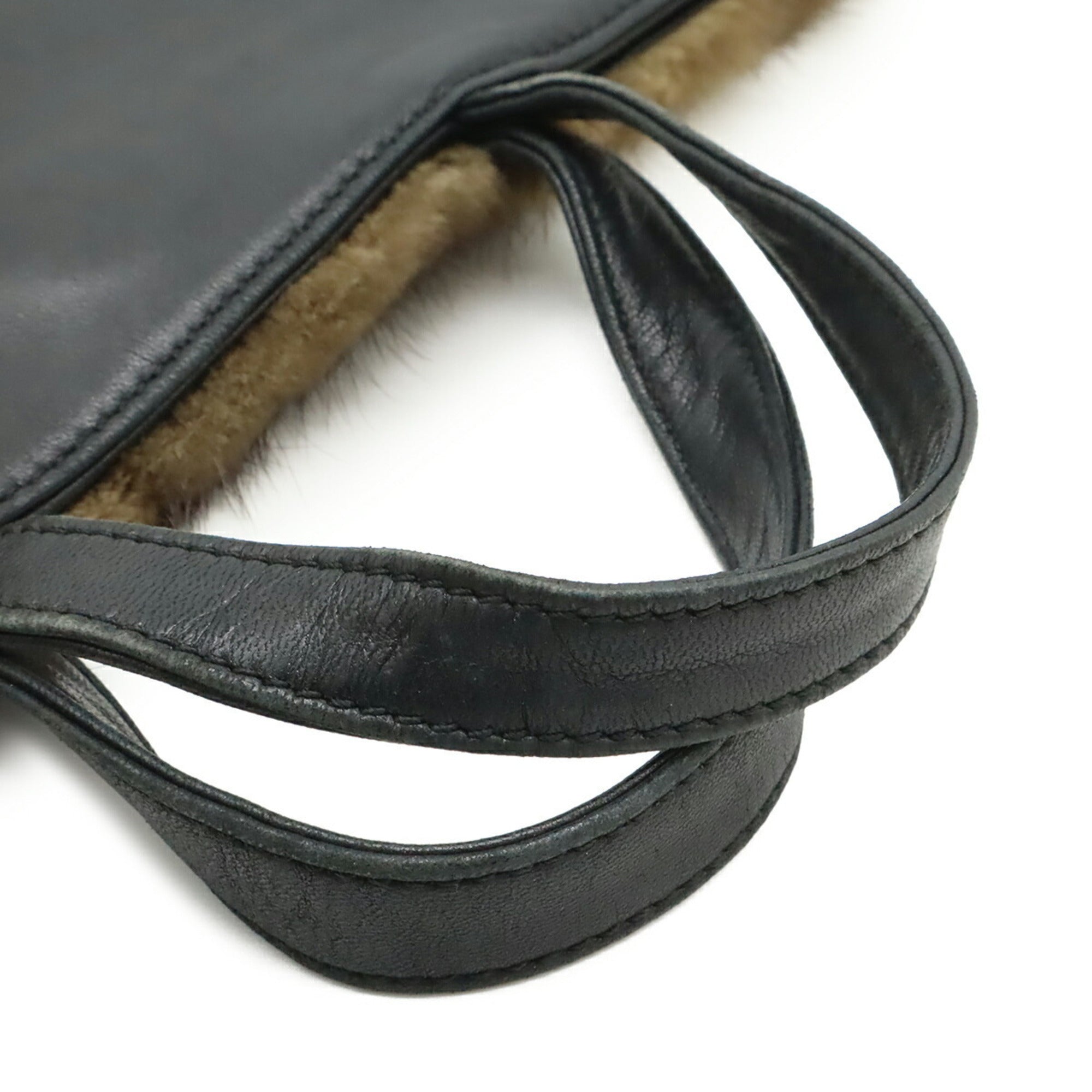 Loewe Black Dark Brown Fur Handbag Tote Bag (Pre-Owned)