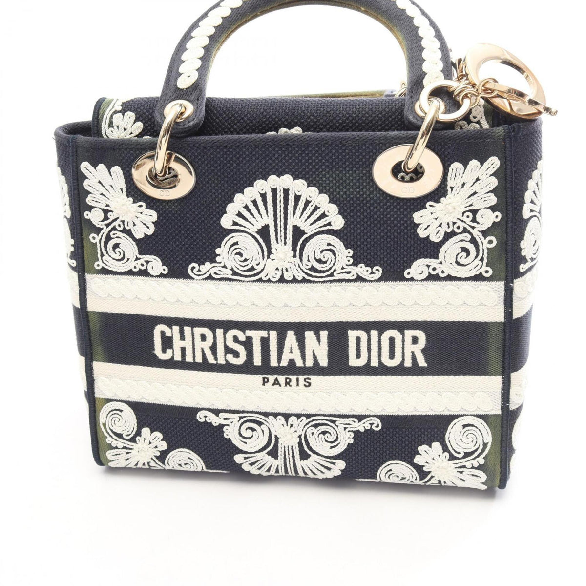 Christian Dior Navy White Canvas Handbag (Pre-Owned)