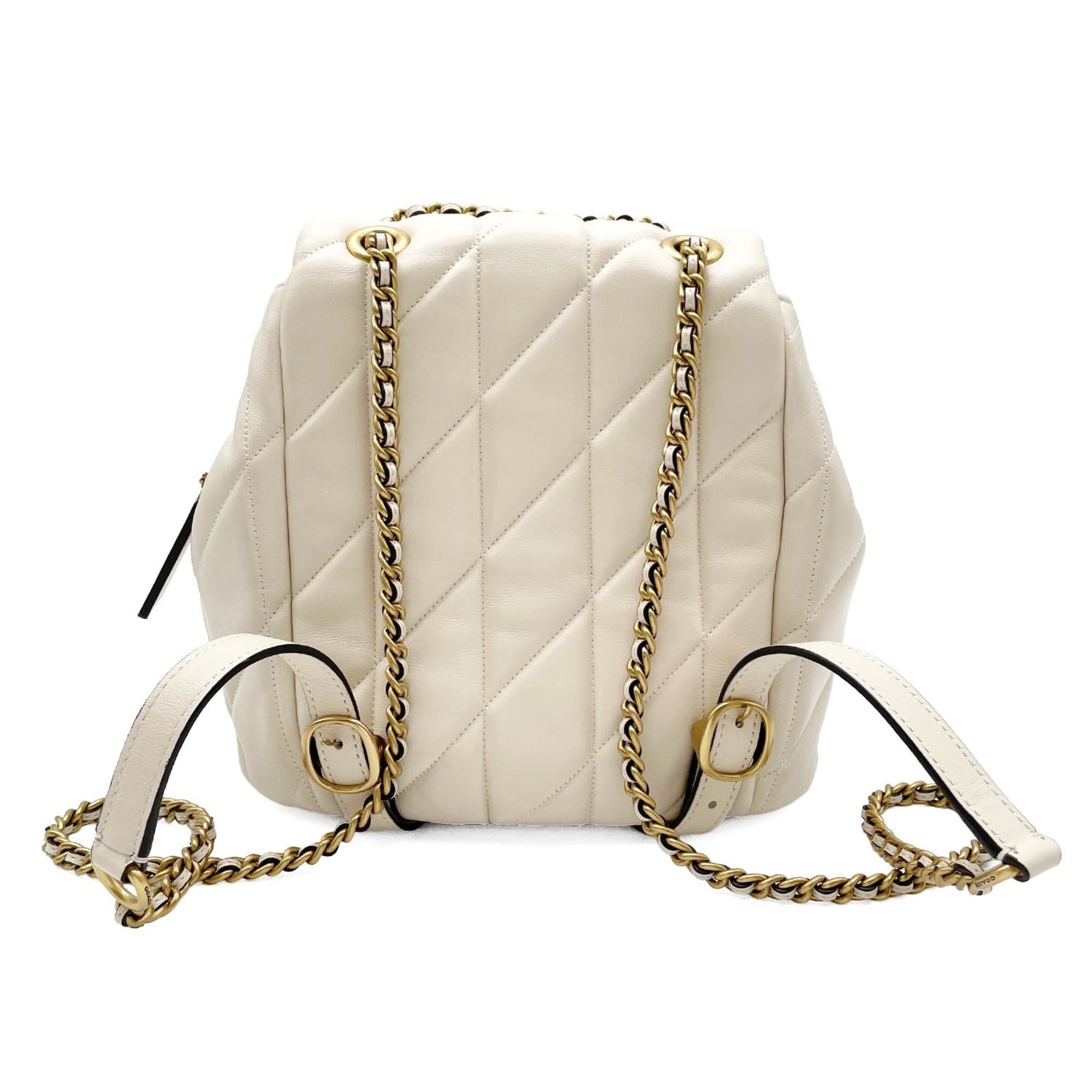 Coach Gold White Leather Backpack (Pre-Owned)