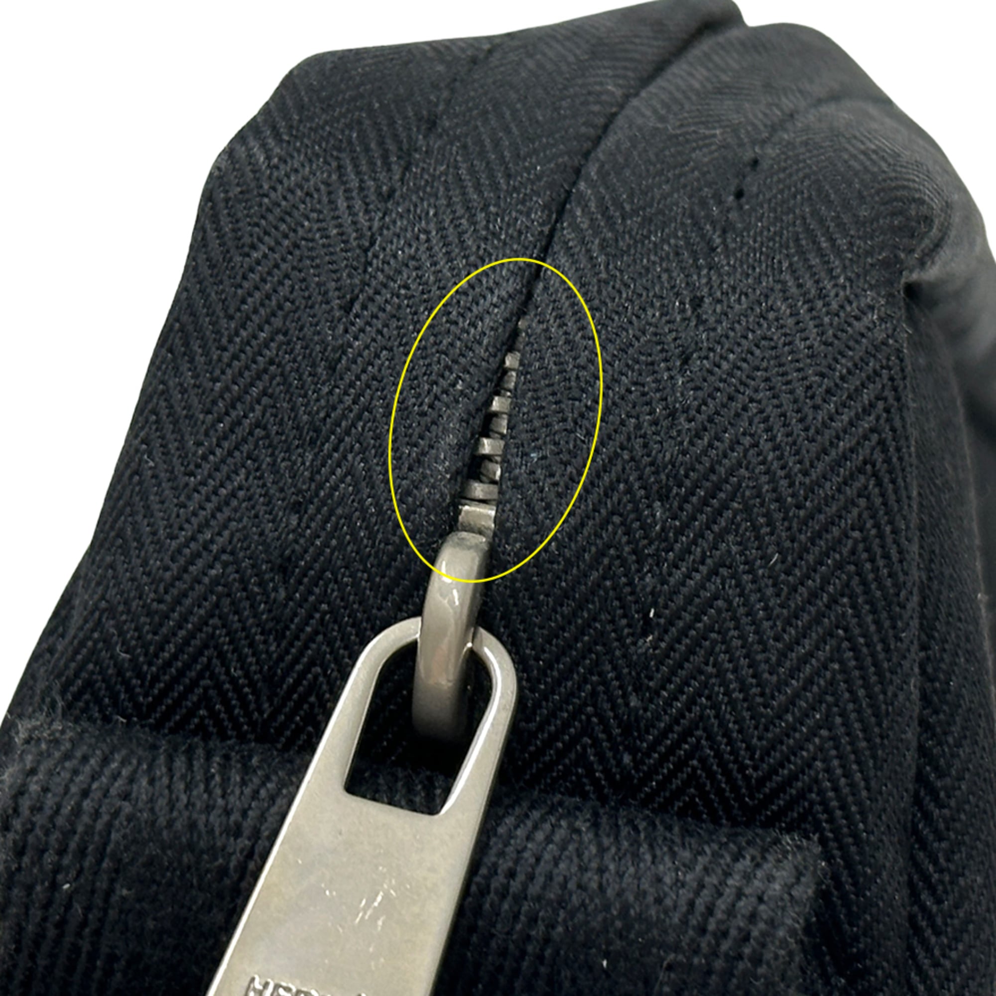 Hermes Black Toile Chevron Handbag Shoulder Bag (Pre-Owned)