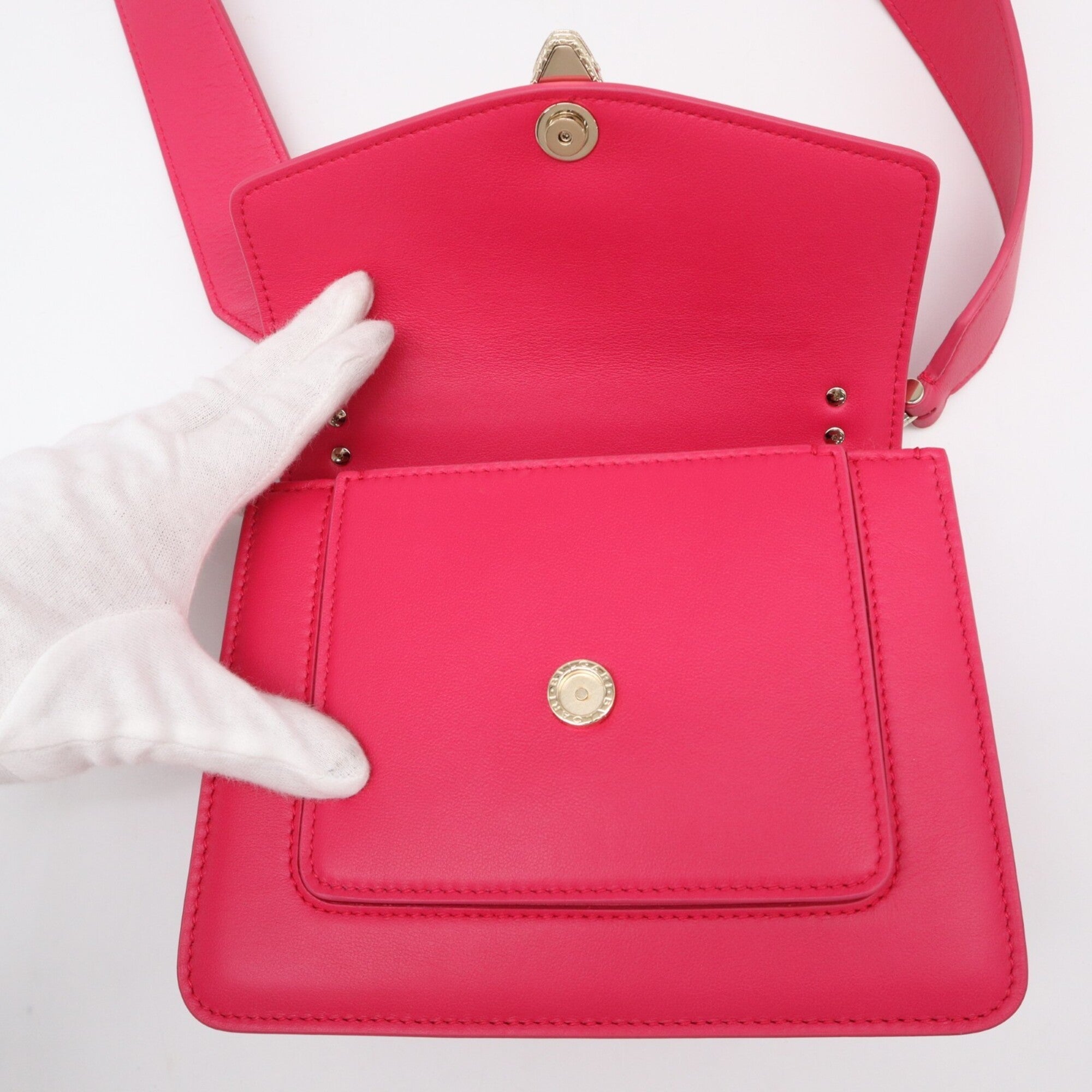 Bvlgari Pink Leather Handbag Shoulder Bag (Pre-Owned)