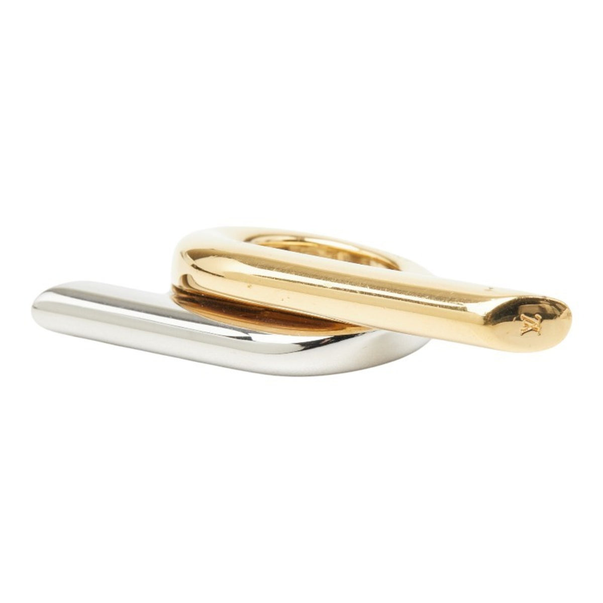 Louis Vuitton Gold Silver Metal Band Ring (Pre-Owned)
