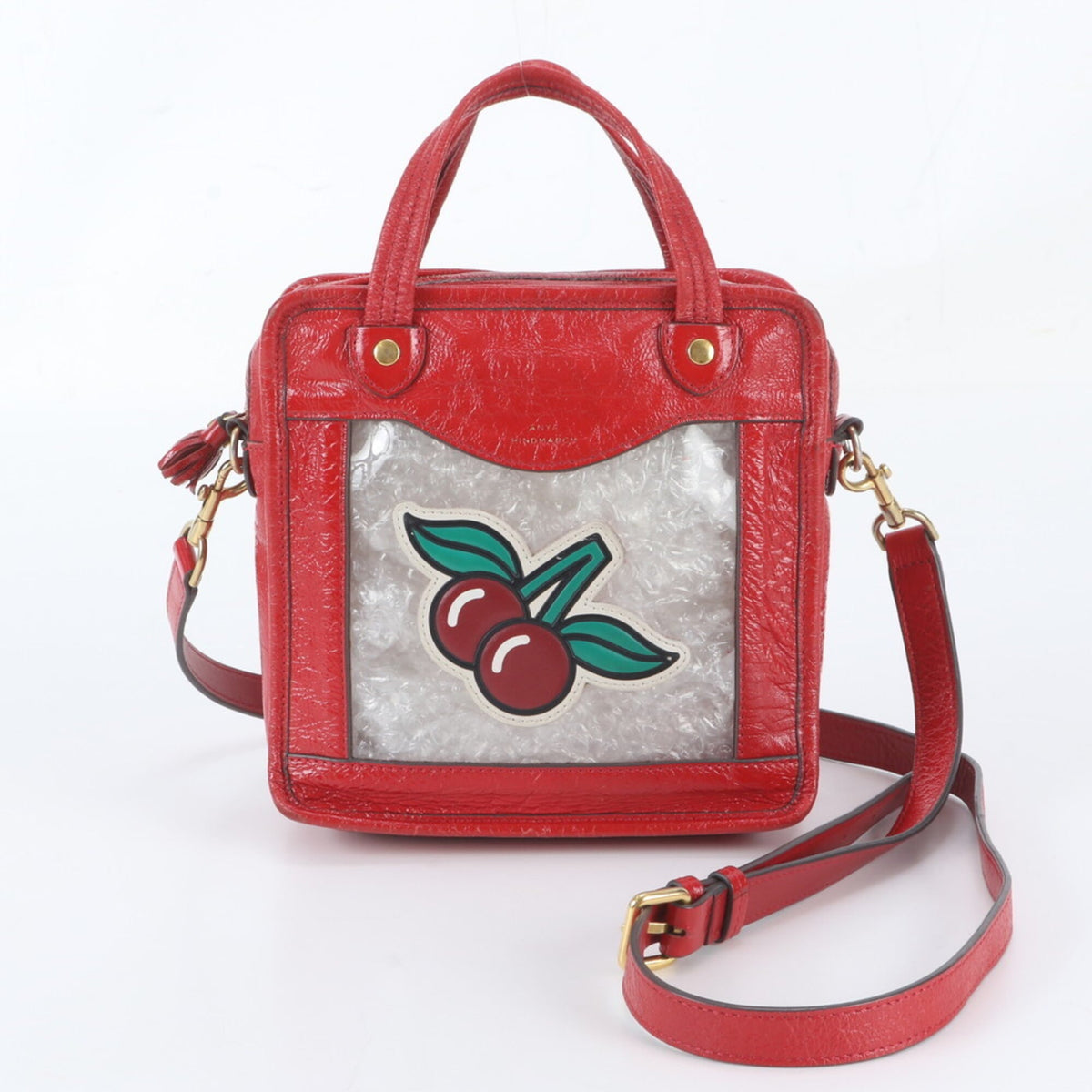 Anya Hindmarch Red Color Leather Handbag Shoulder Bag Tote Bag (Pre-Owned)